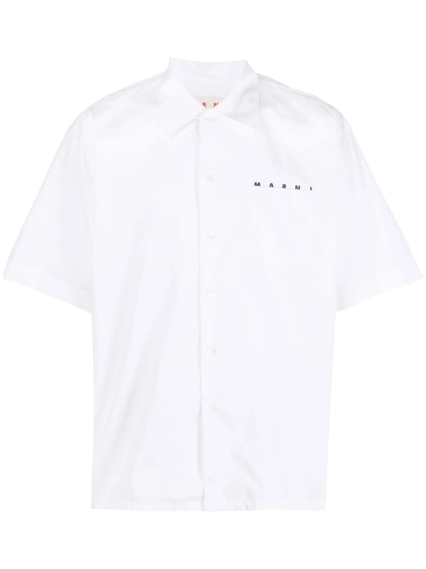 logo-print poplin bowling shirt