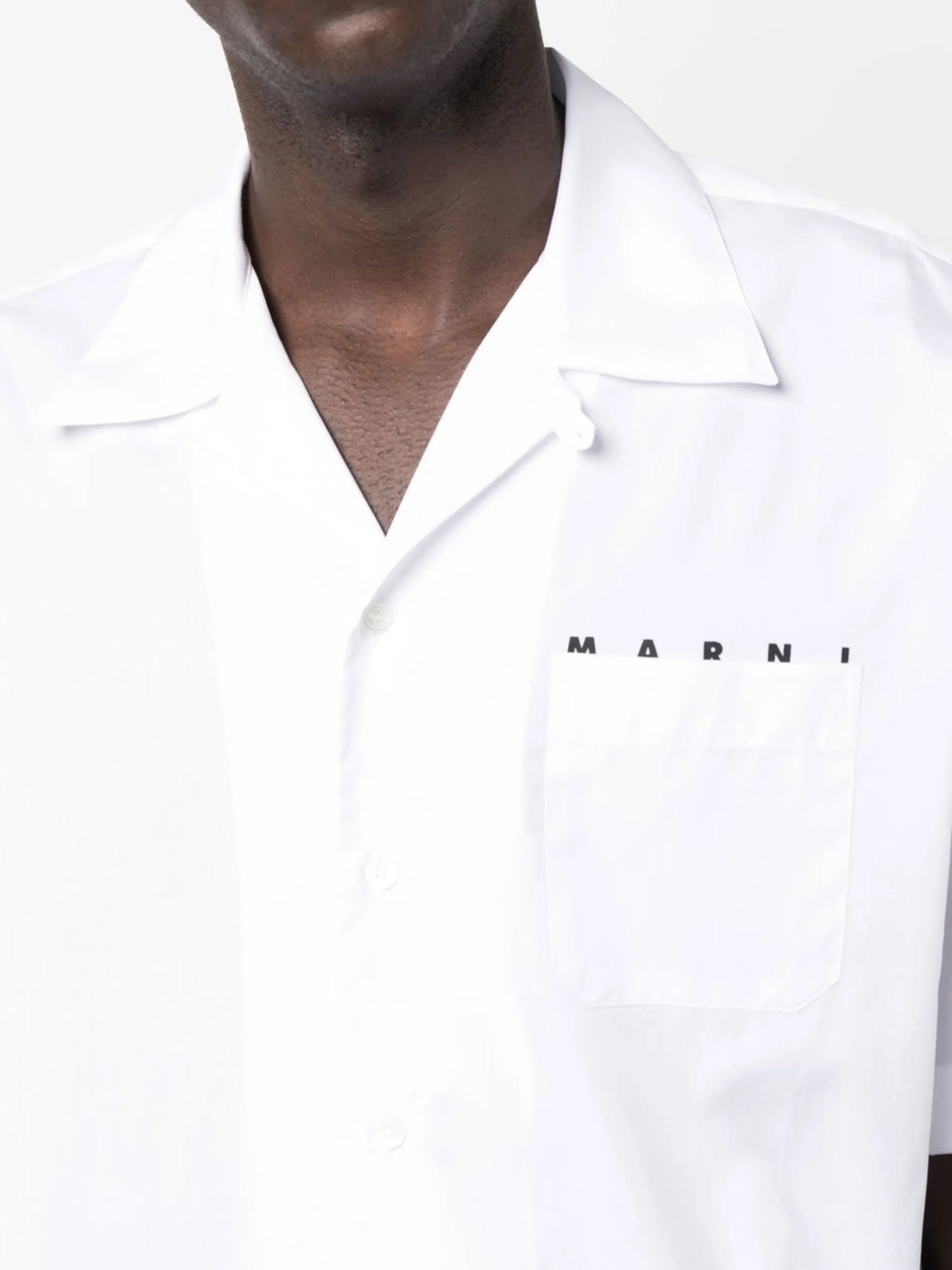 logo-print poplin bowling shirt
