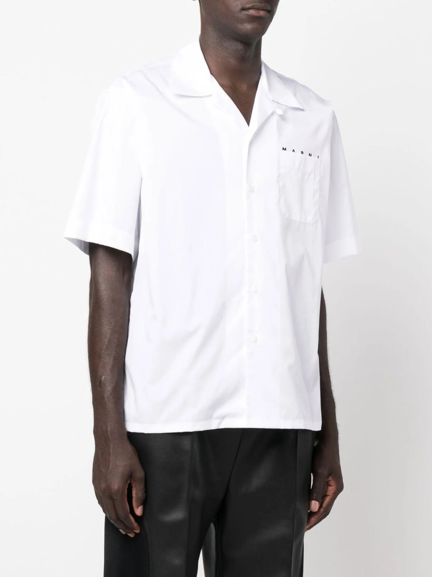 logo-print poplin bowling shirt