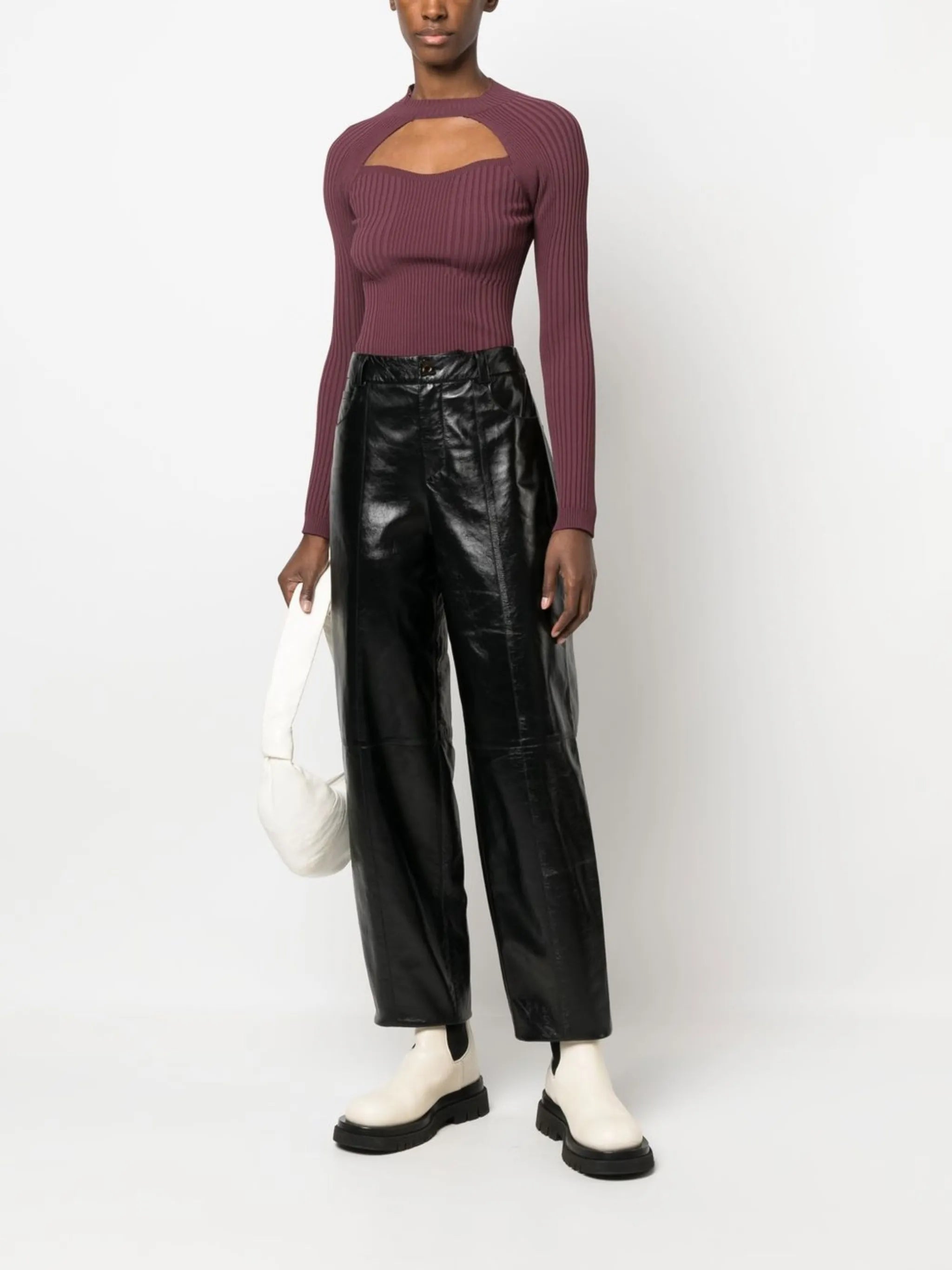Edge glossy high-waisted trousers