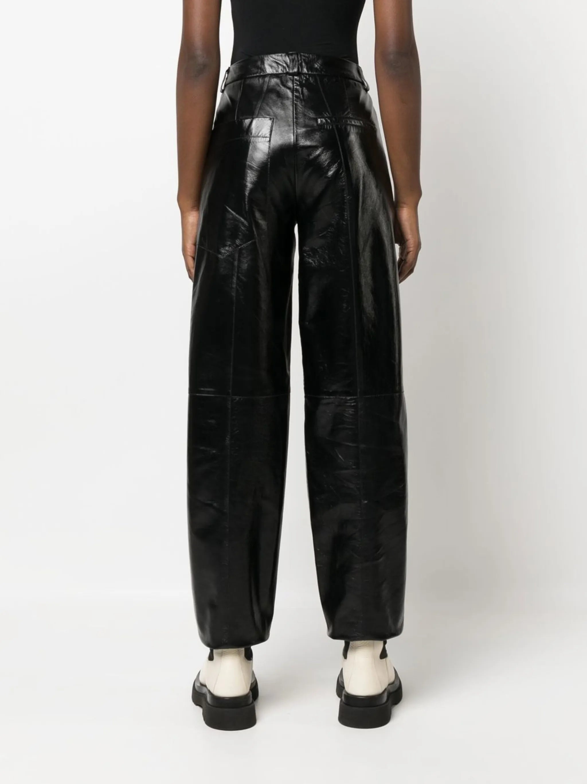 Edge glossy high-waisted trousers