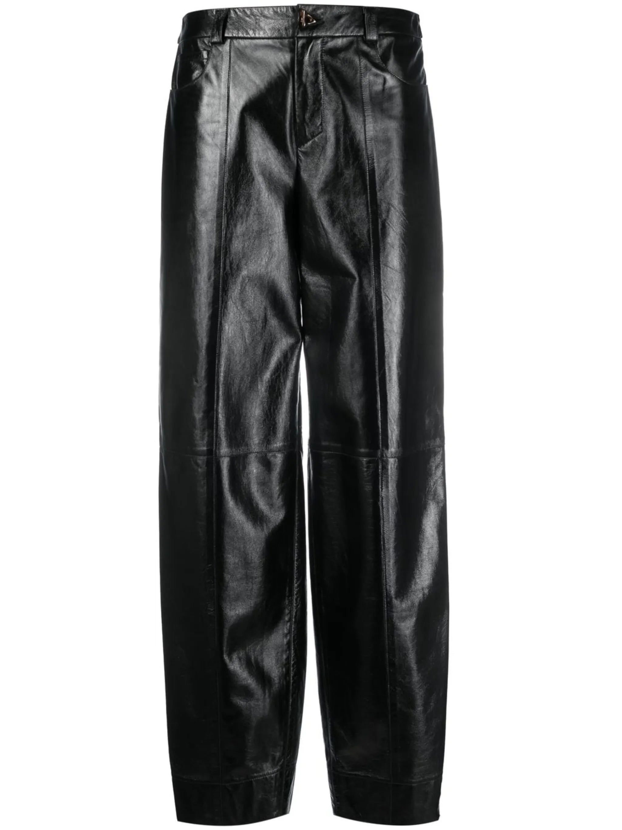 Edge glossy high-waisted trousers