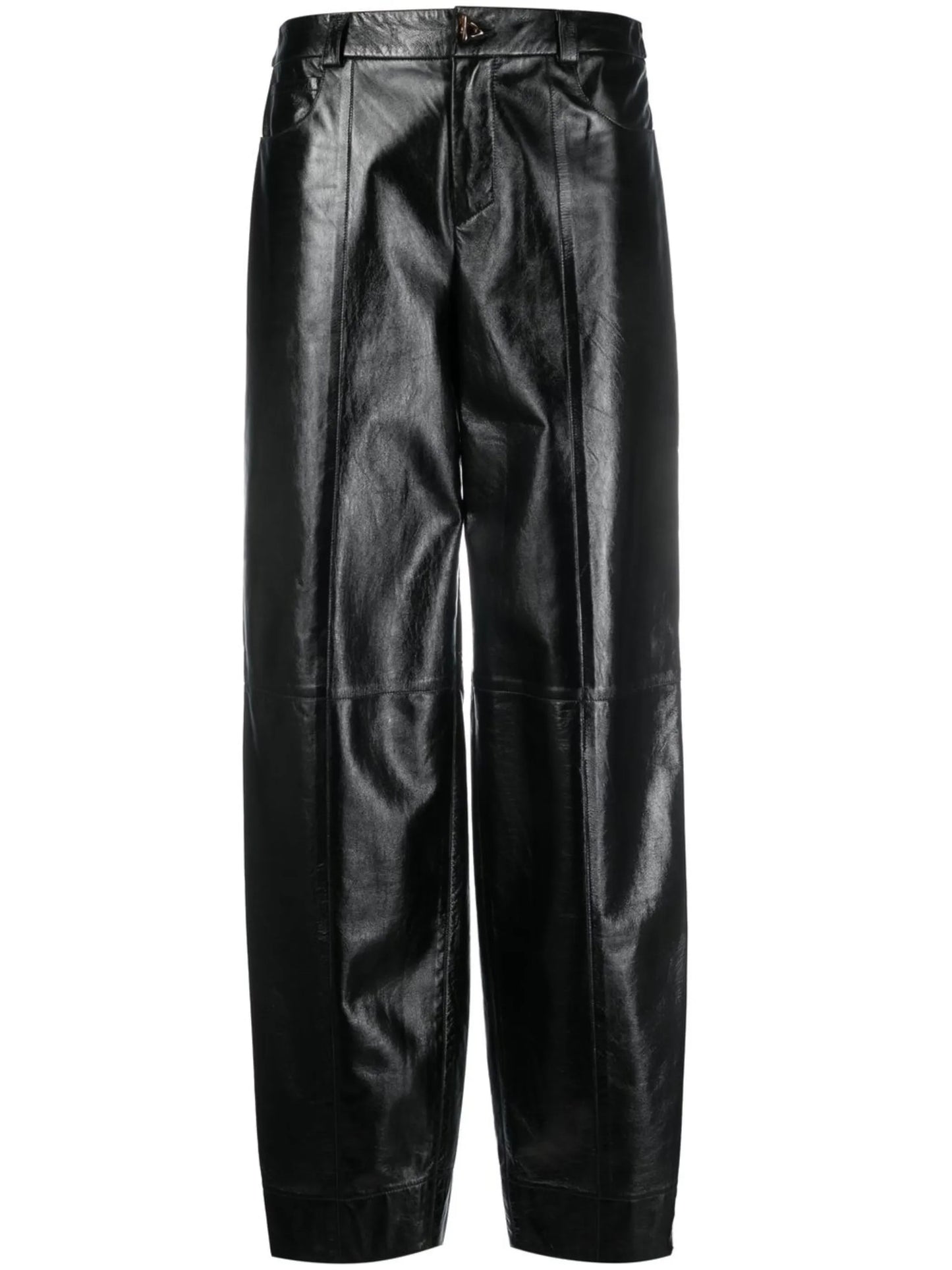 Edge glossy high-waisted trousers