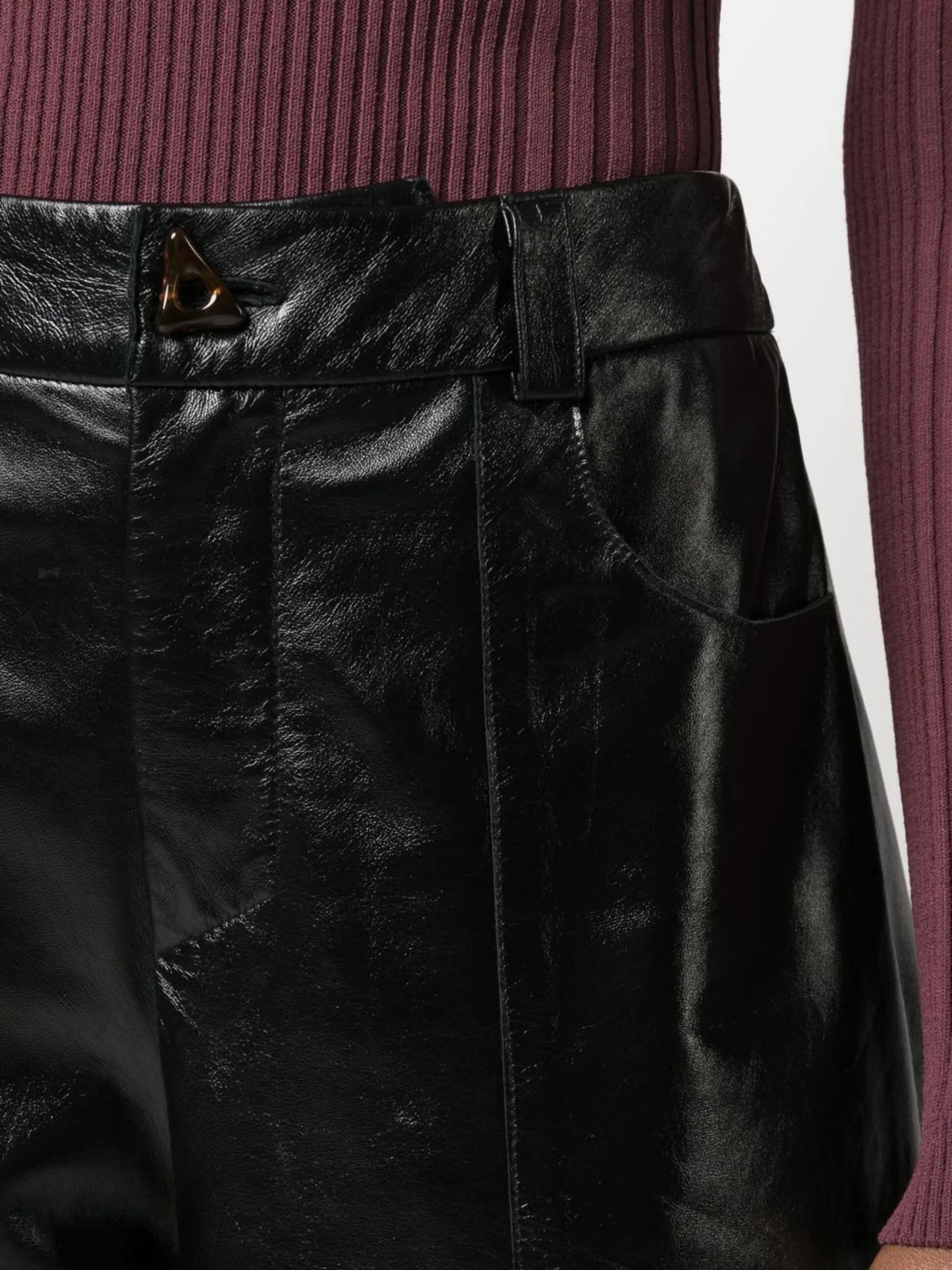 Edge glossy high-waisted trousers