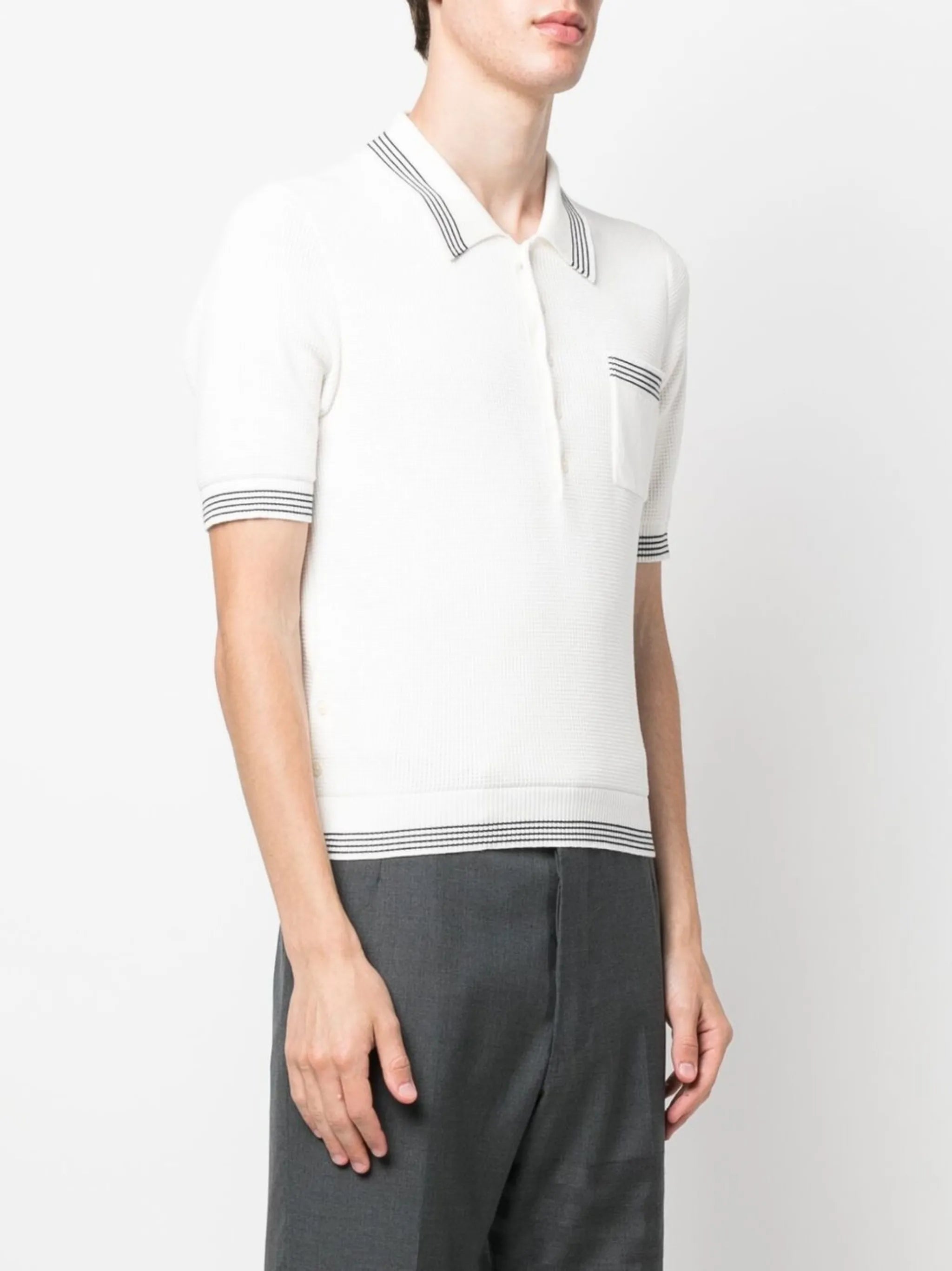 waffle-knit polo shirt