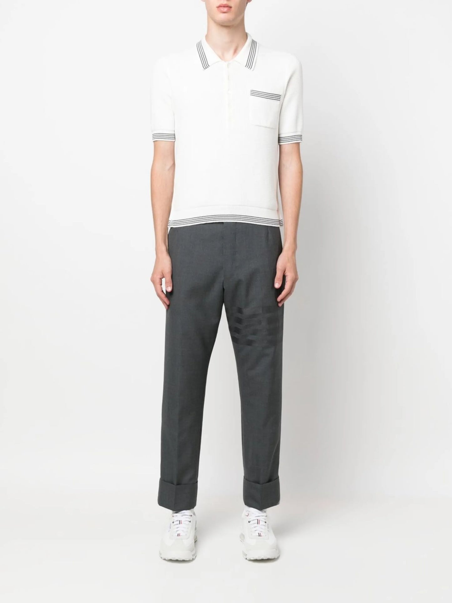 waffle-knit polo shirt