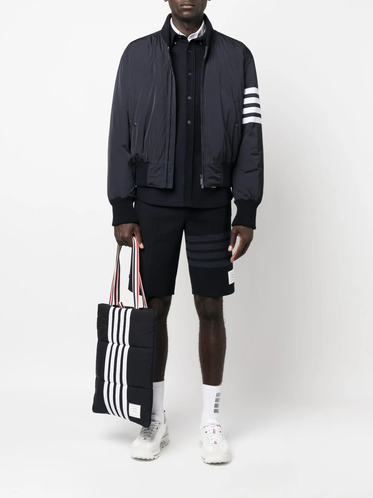 4-Bar oversized knit down blouson jacket