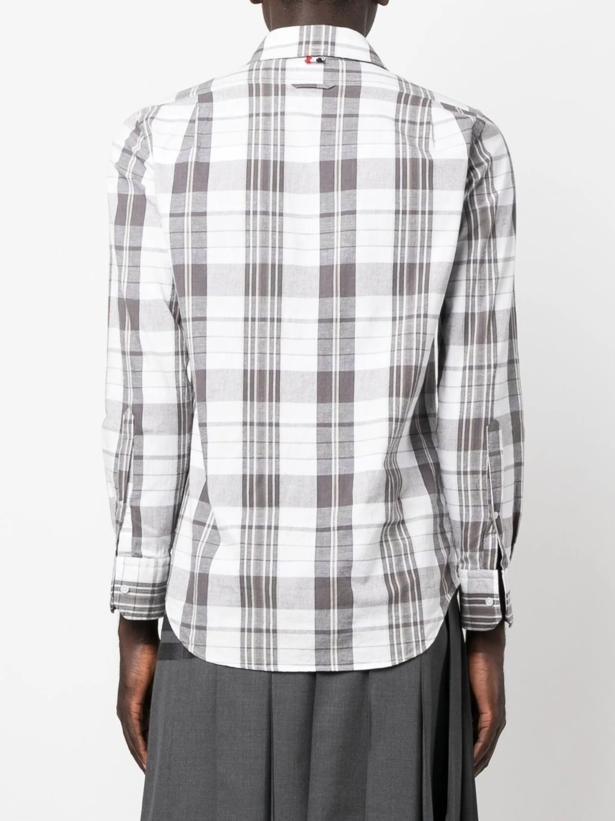 checked long-sleeved shirt