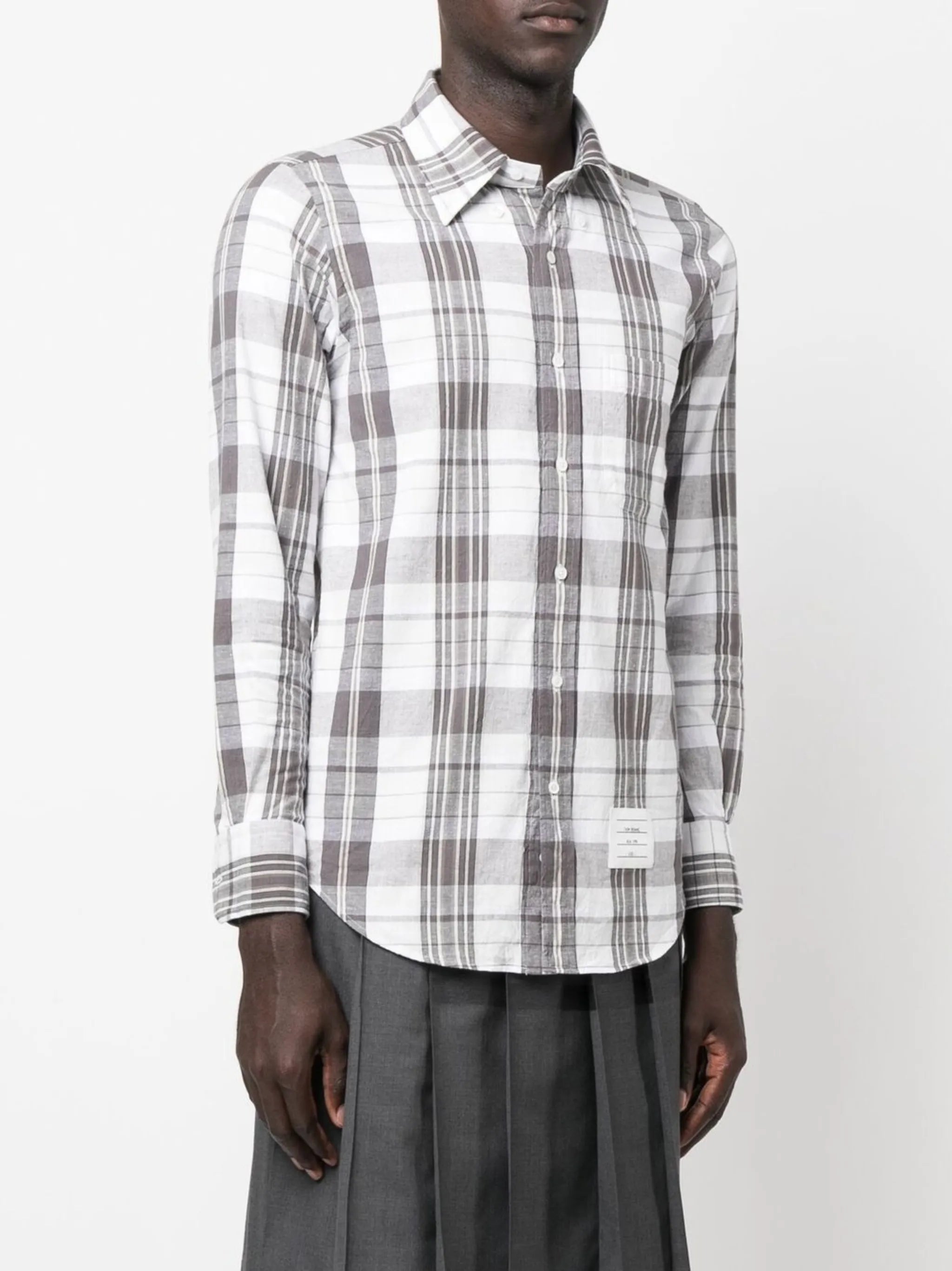 checked long-sleeved shirt