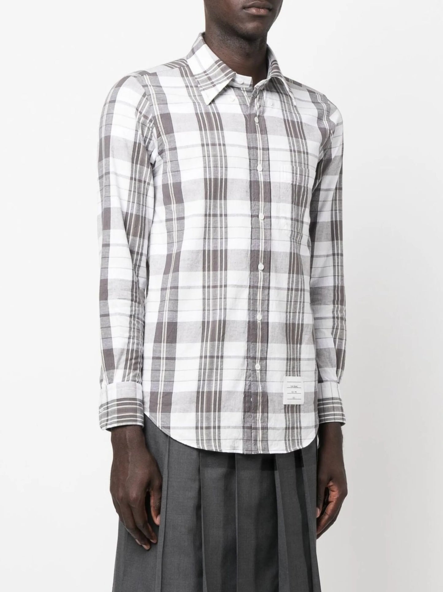 checked long-sleeved shirt