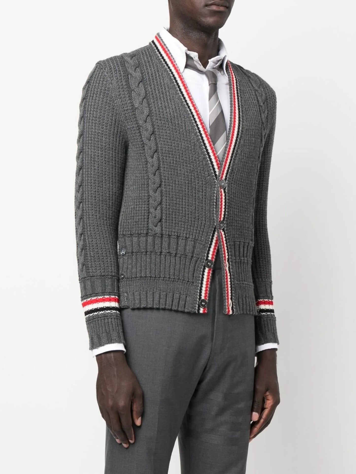 cable-knit wool cardigan