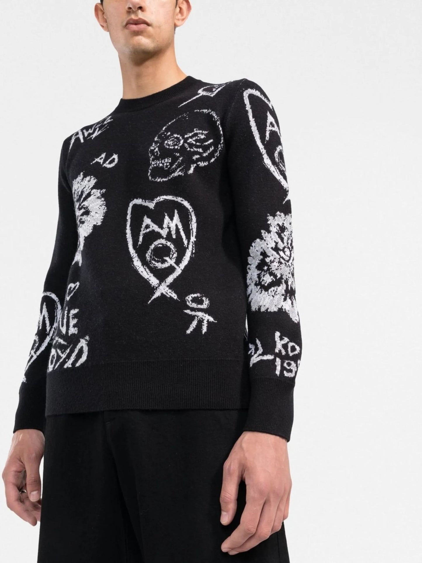 jacquard skull wool-blend jumper