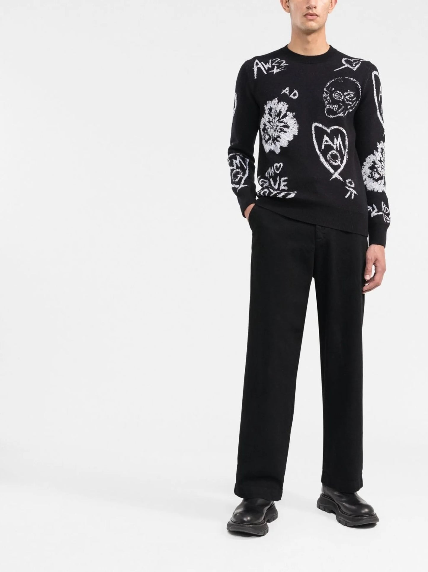 jacquard skull wool-blend jumper
