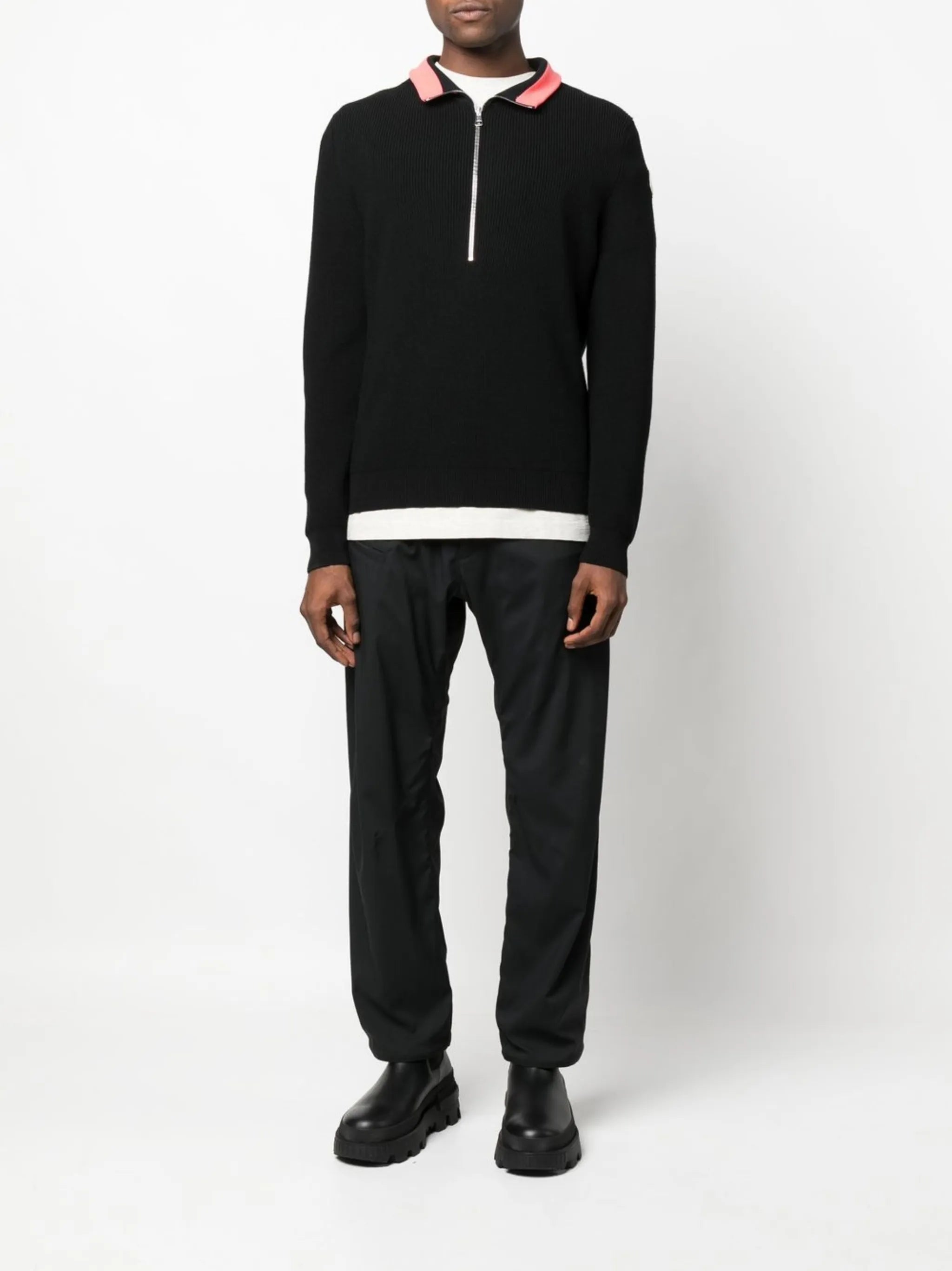 high-neck zip-up jumper