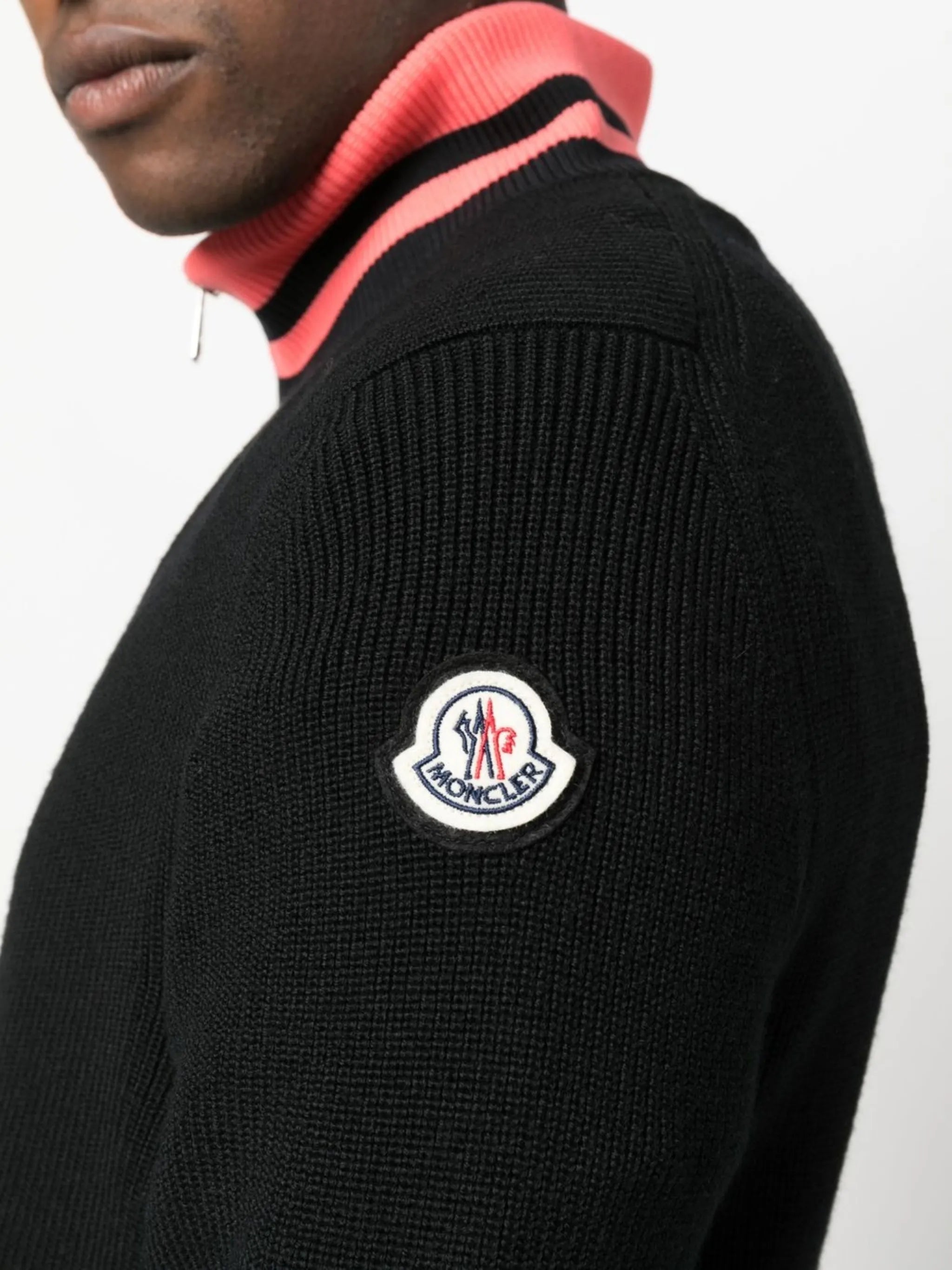 high-neck zip-up jumper