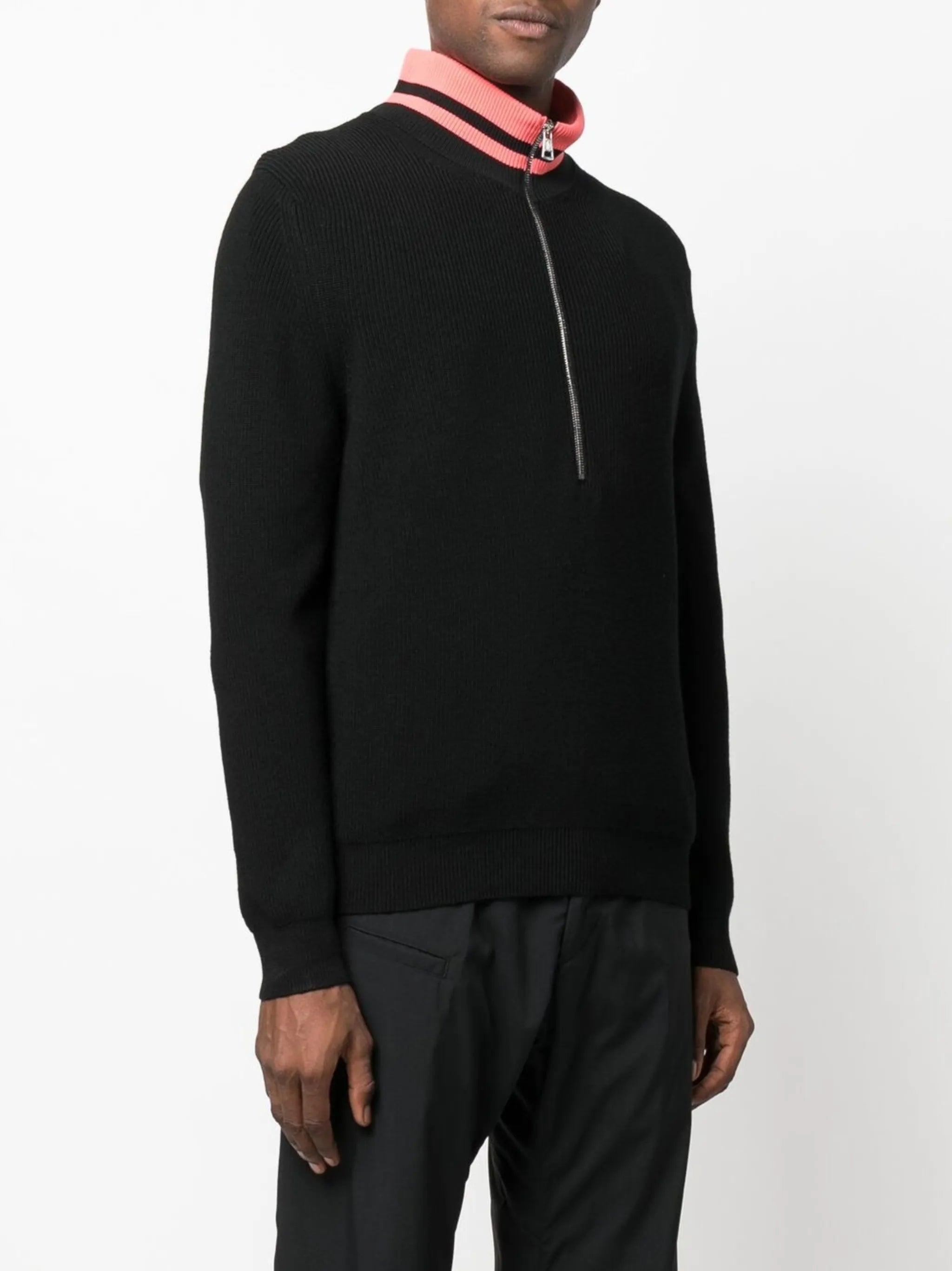 high-neck zip-up jumper