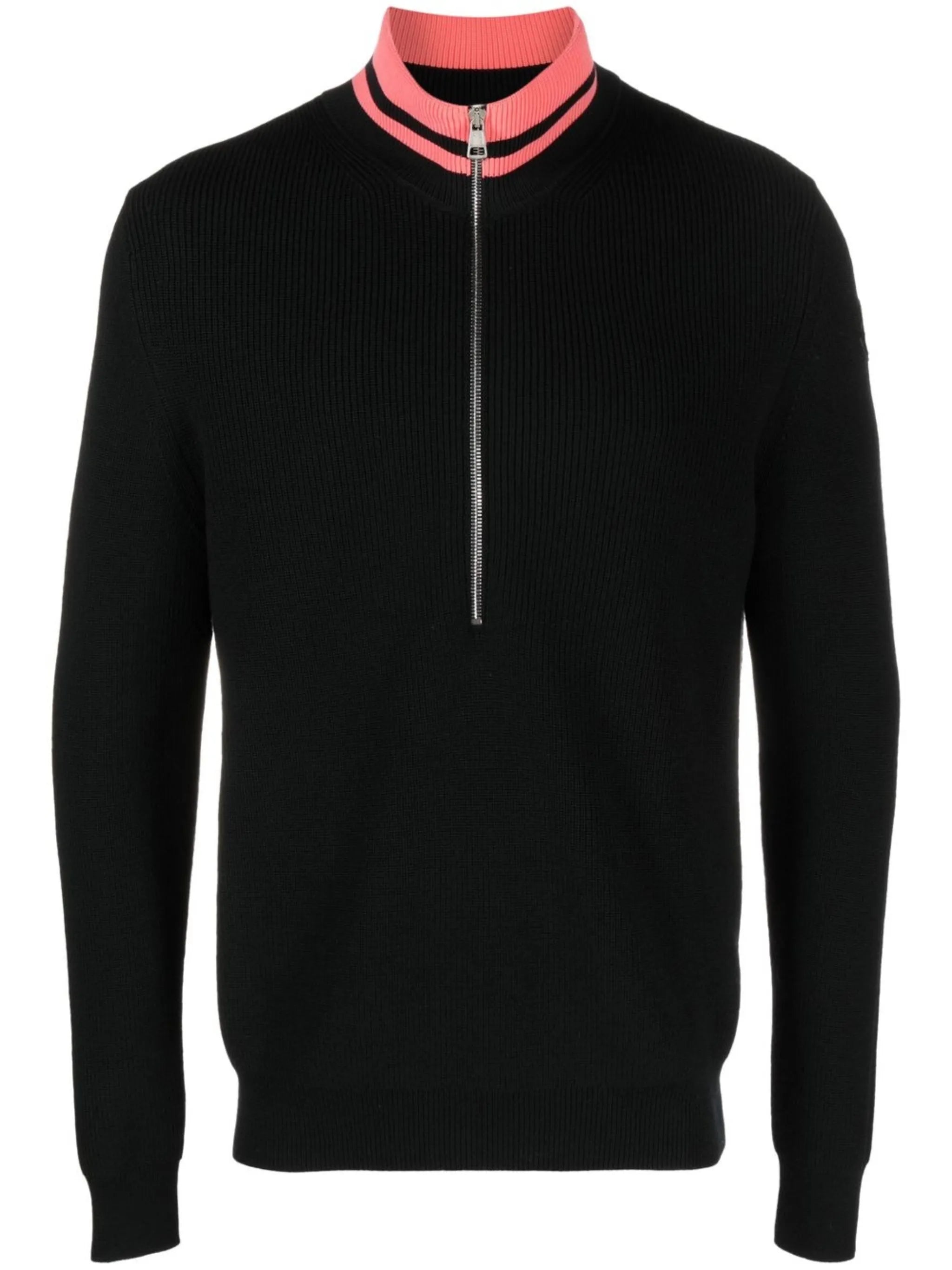 high-neck zip-up jumper