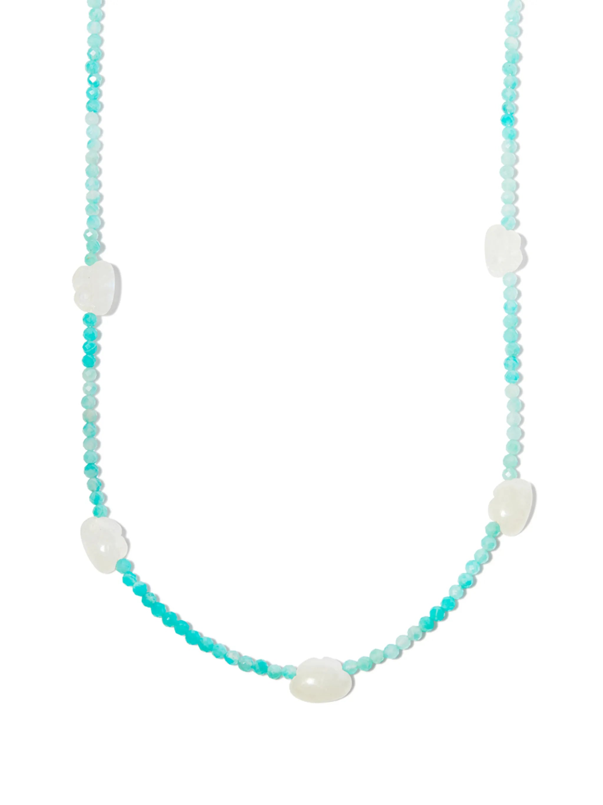 9kt yellow gold  Blue Sky Thinking opal and moonstone necklace