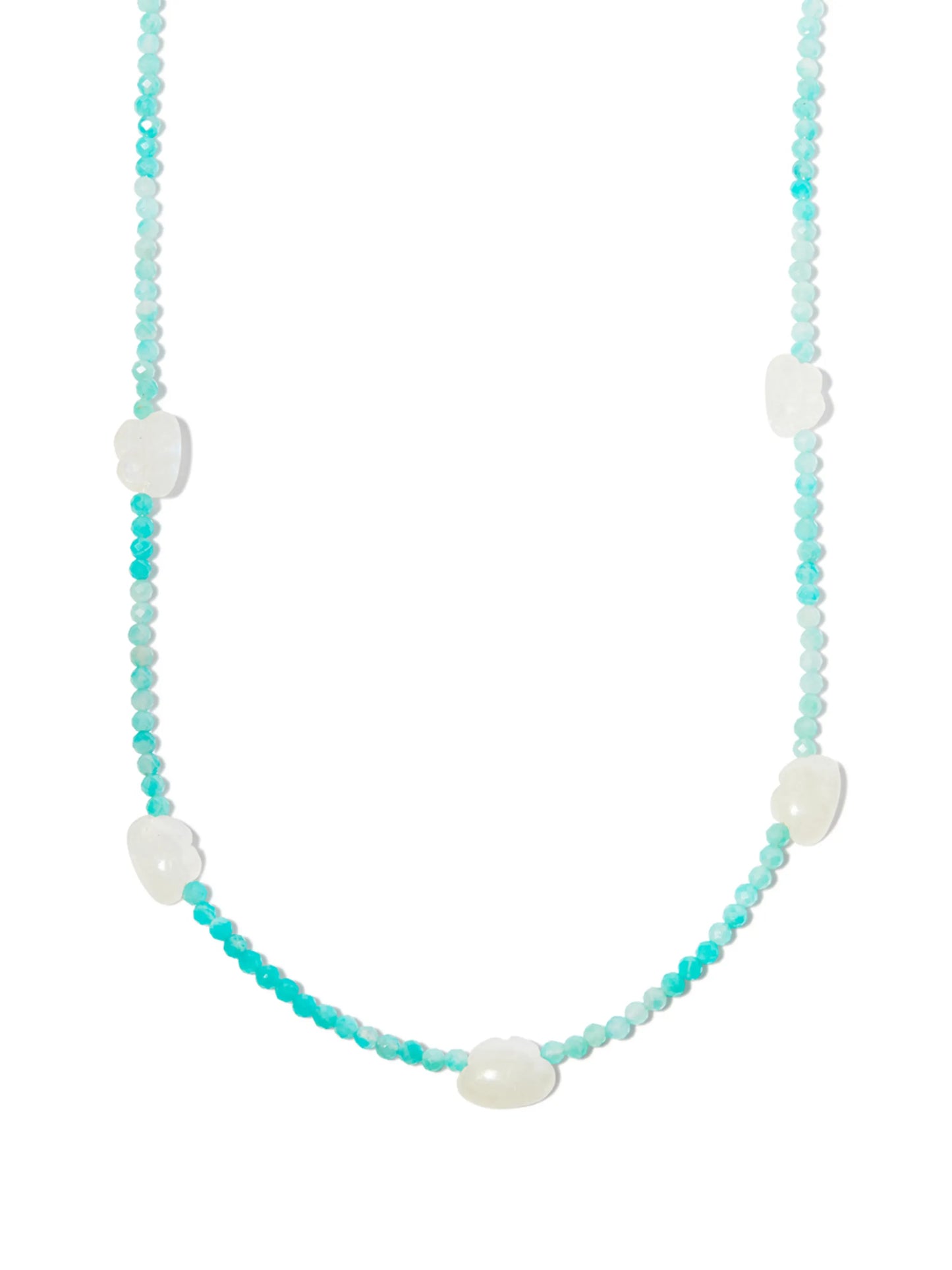 9kt yellow gold  Blue Sky Thinking opal and moonstone necklace