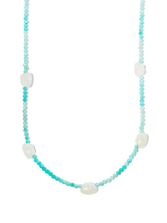9kt yellow gold  Blue Sky Thinking opal and moonstone necklace