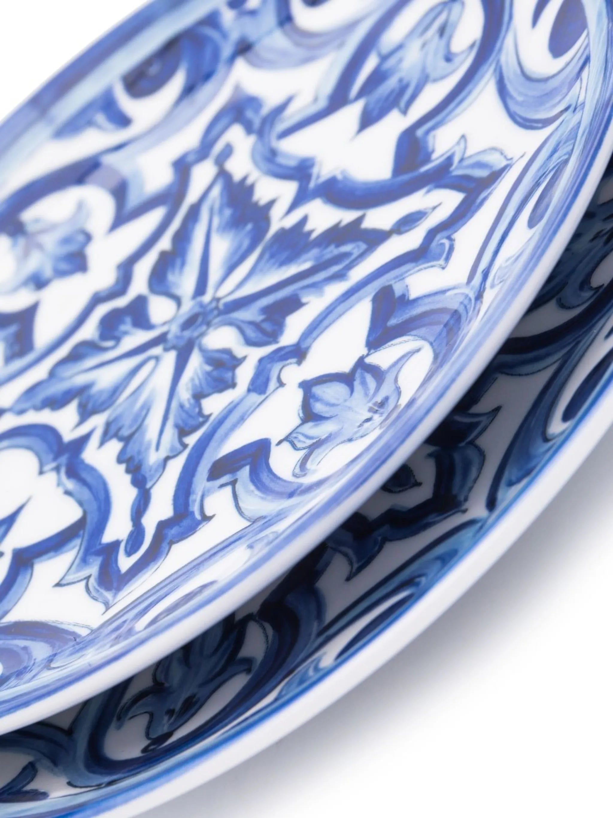 set of two patterned bread plates