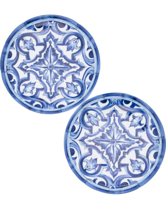 set of two patterned 17cm bread plates