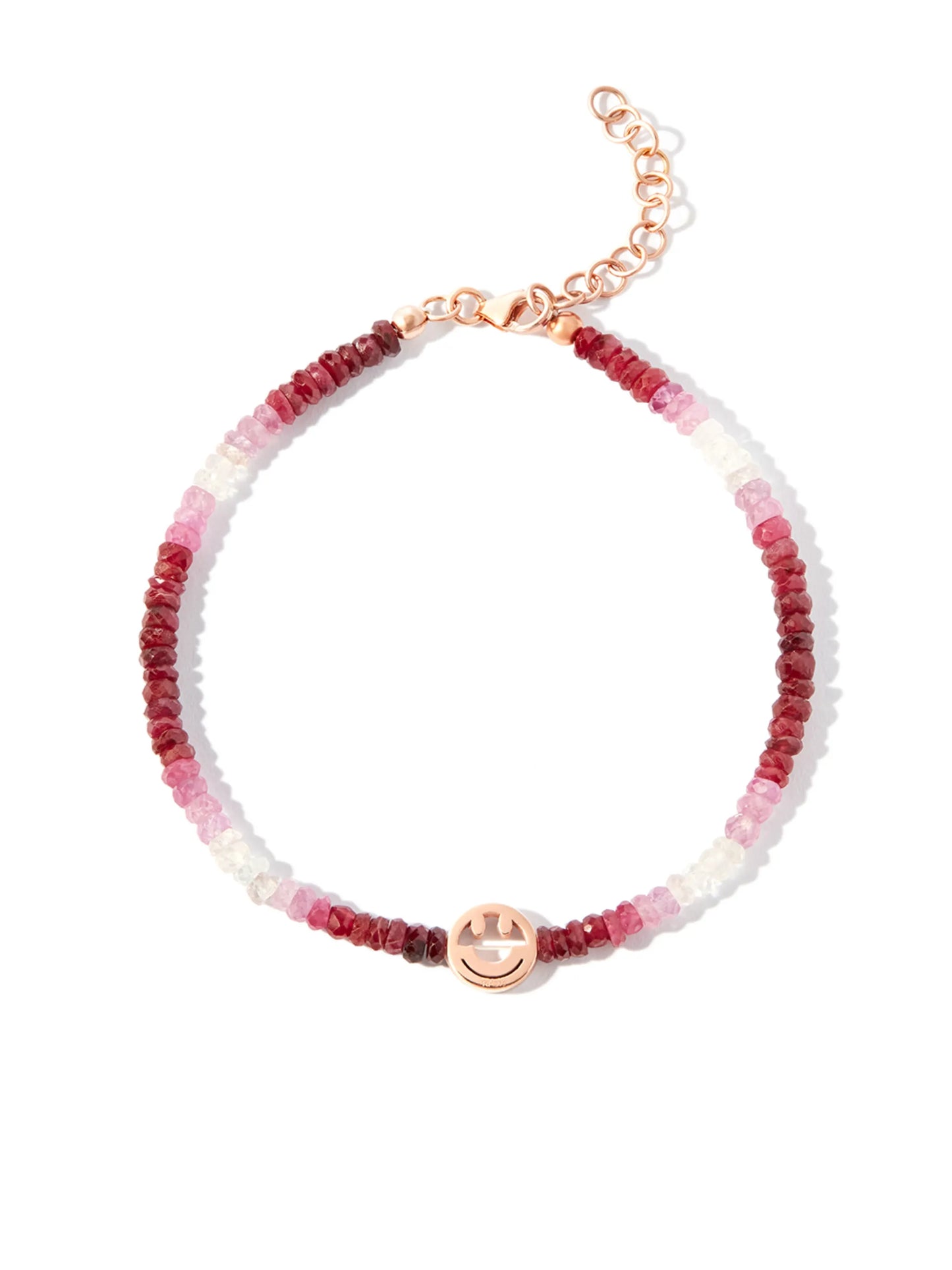 9kt rose gold Smiley ruby bracelet