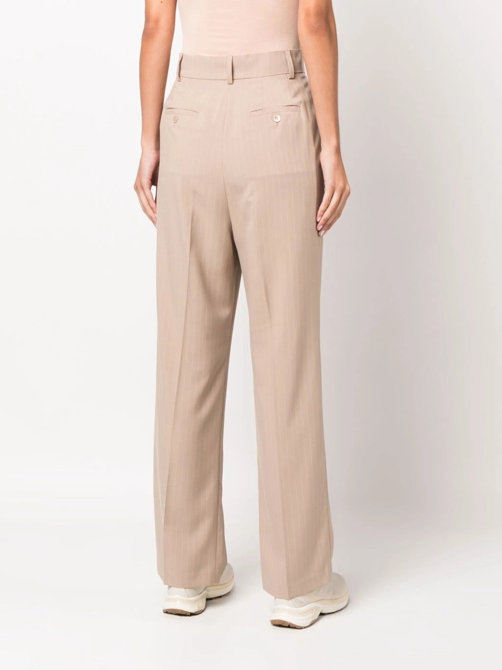 pinstripe straight-leg trousers