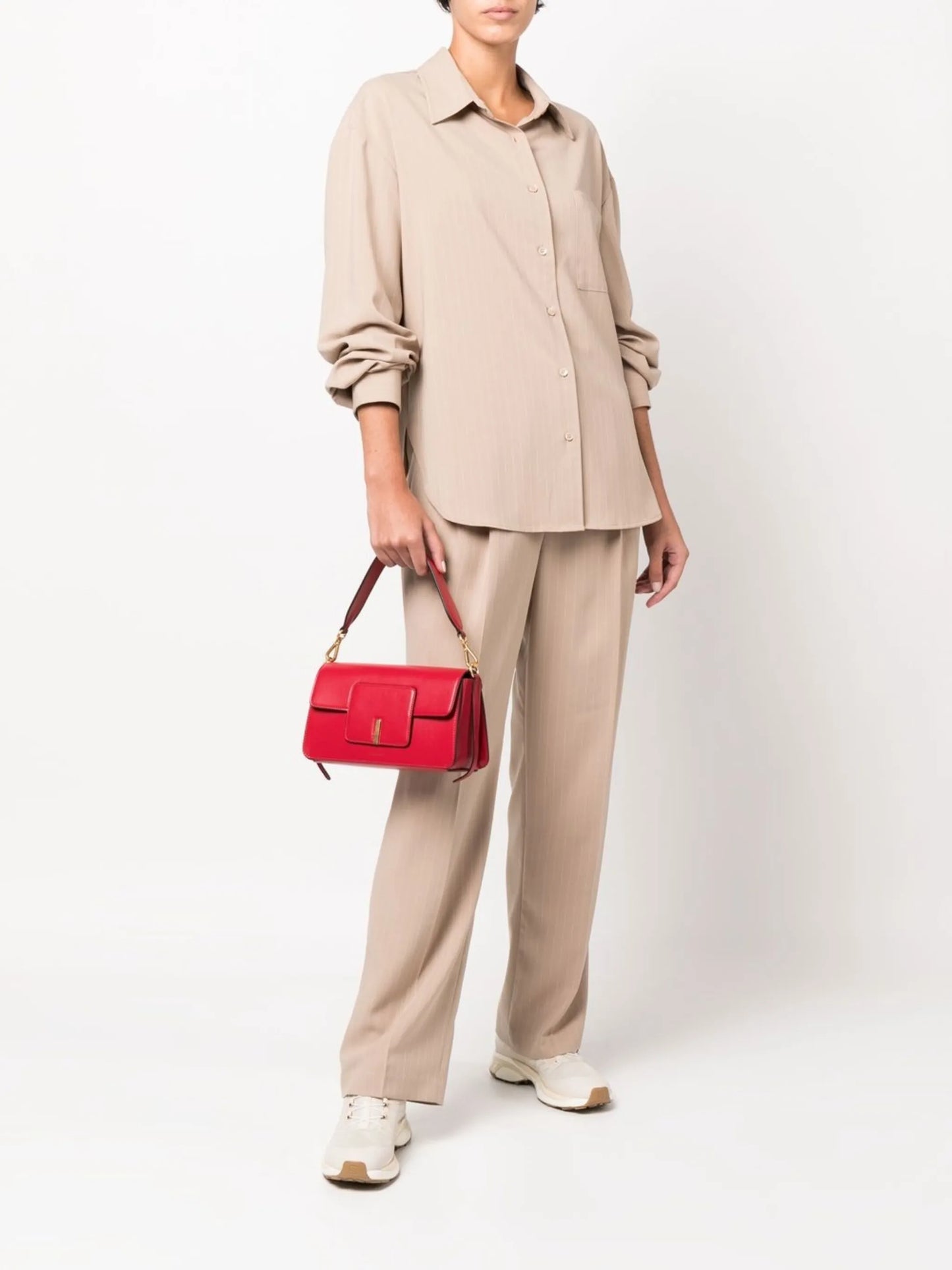 pinstripe straight-leg trousers