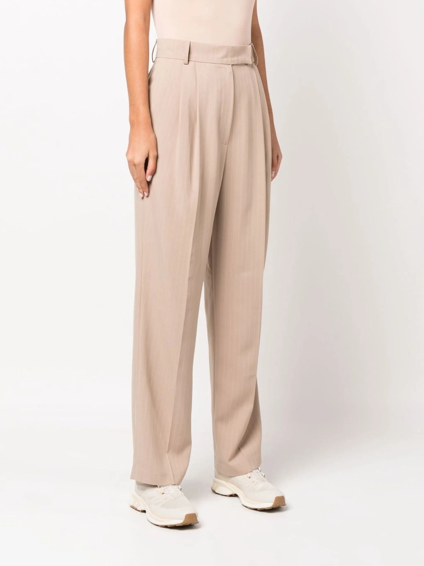 pinstripe straight-leg trousers