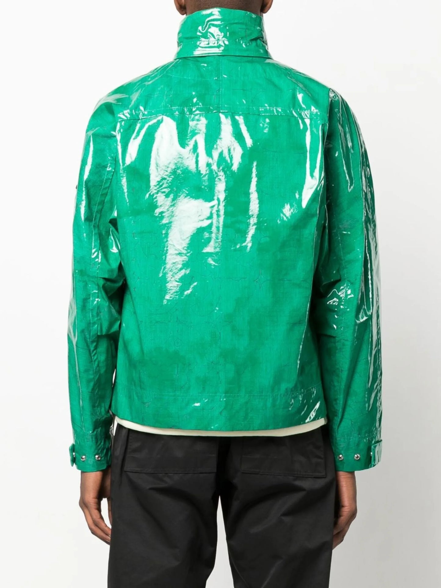laminated feather-down biker jacket