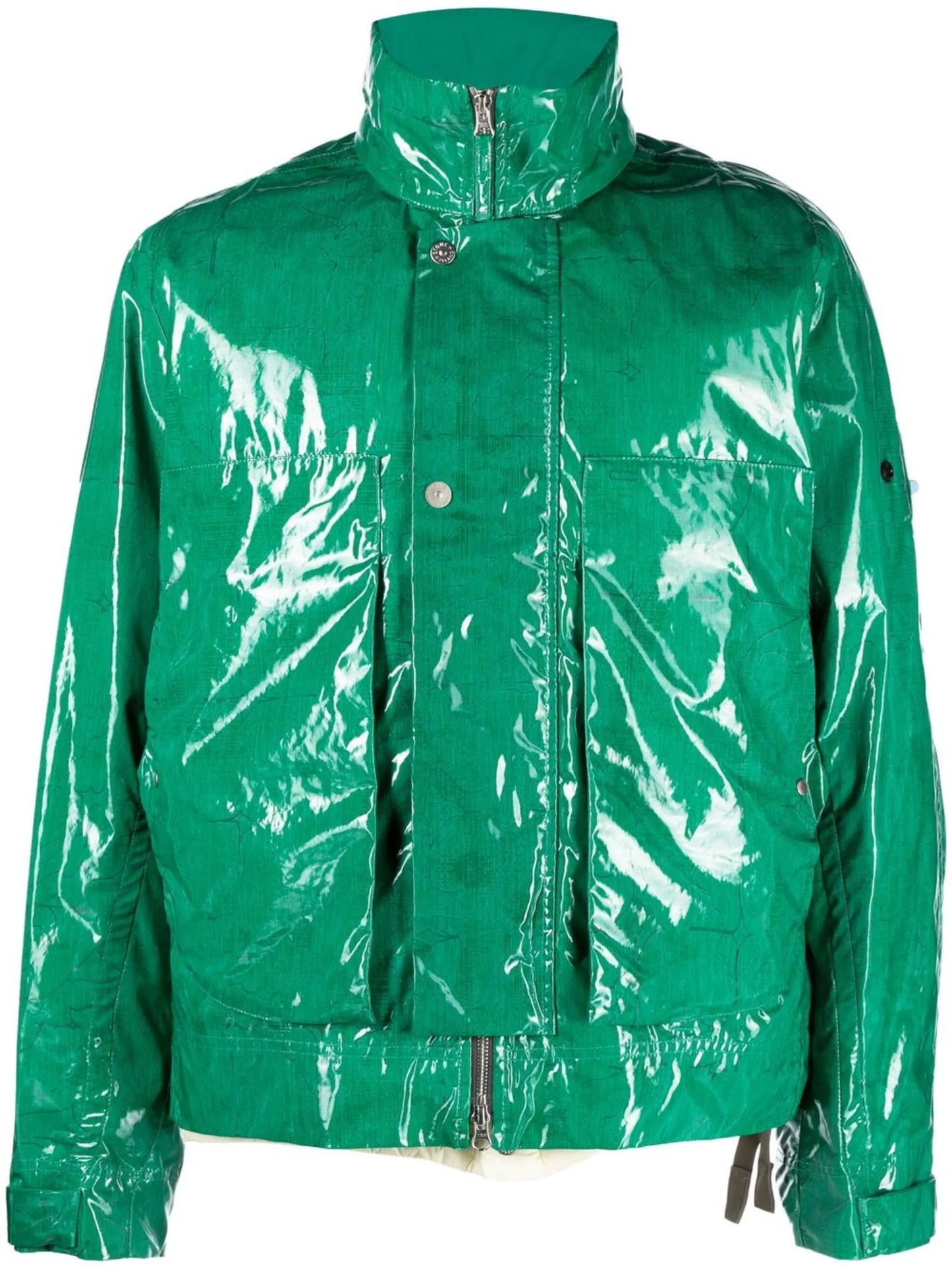 laminated feather-down biker jacket