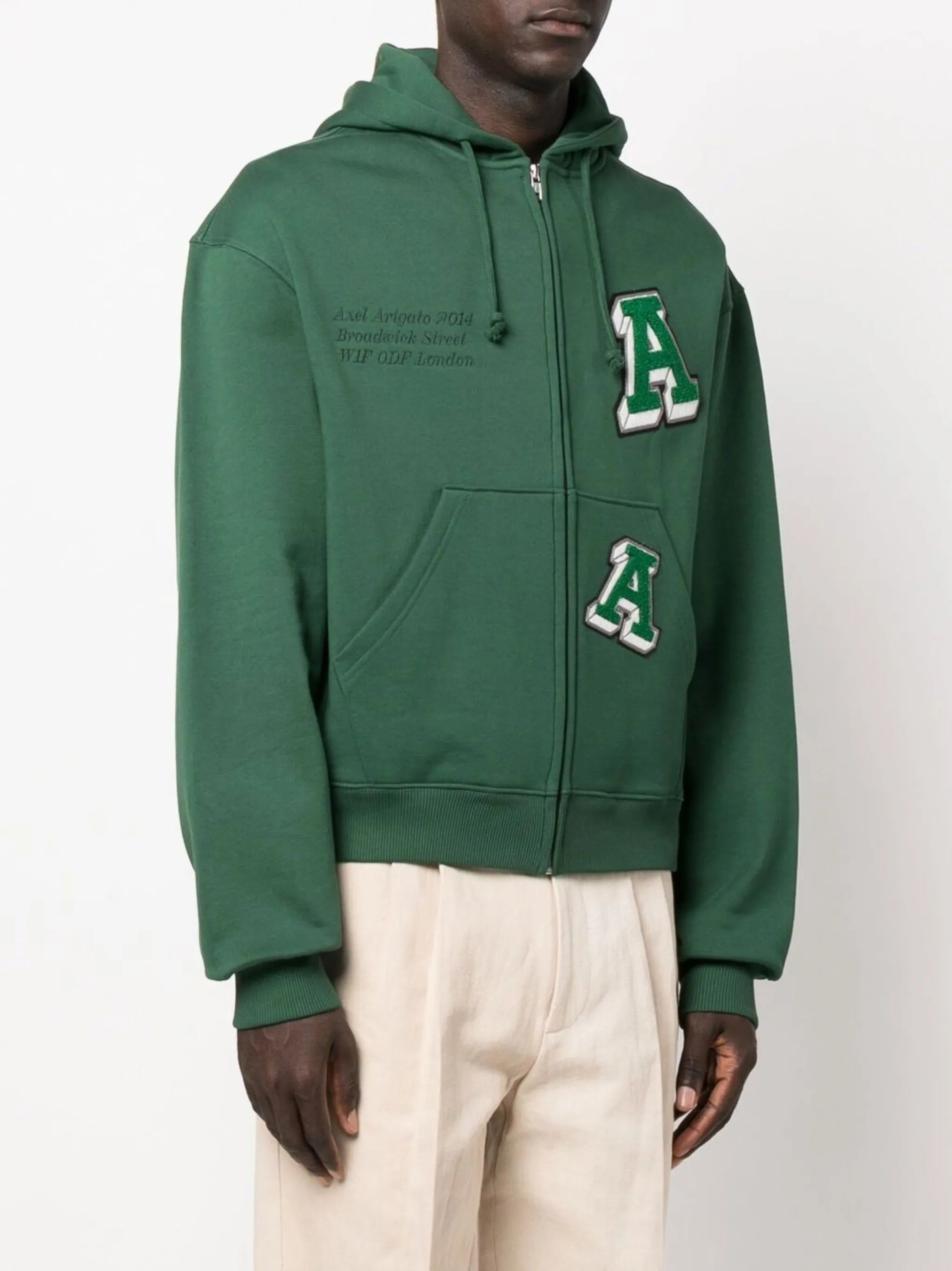 logo-patch zip-up hoodie