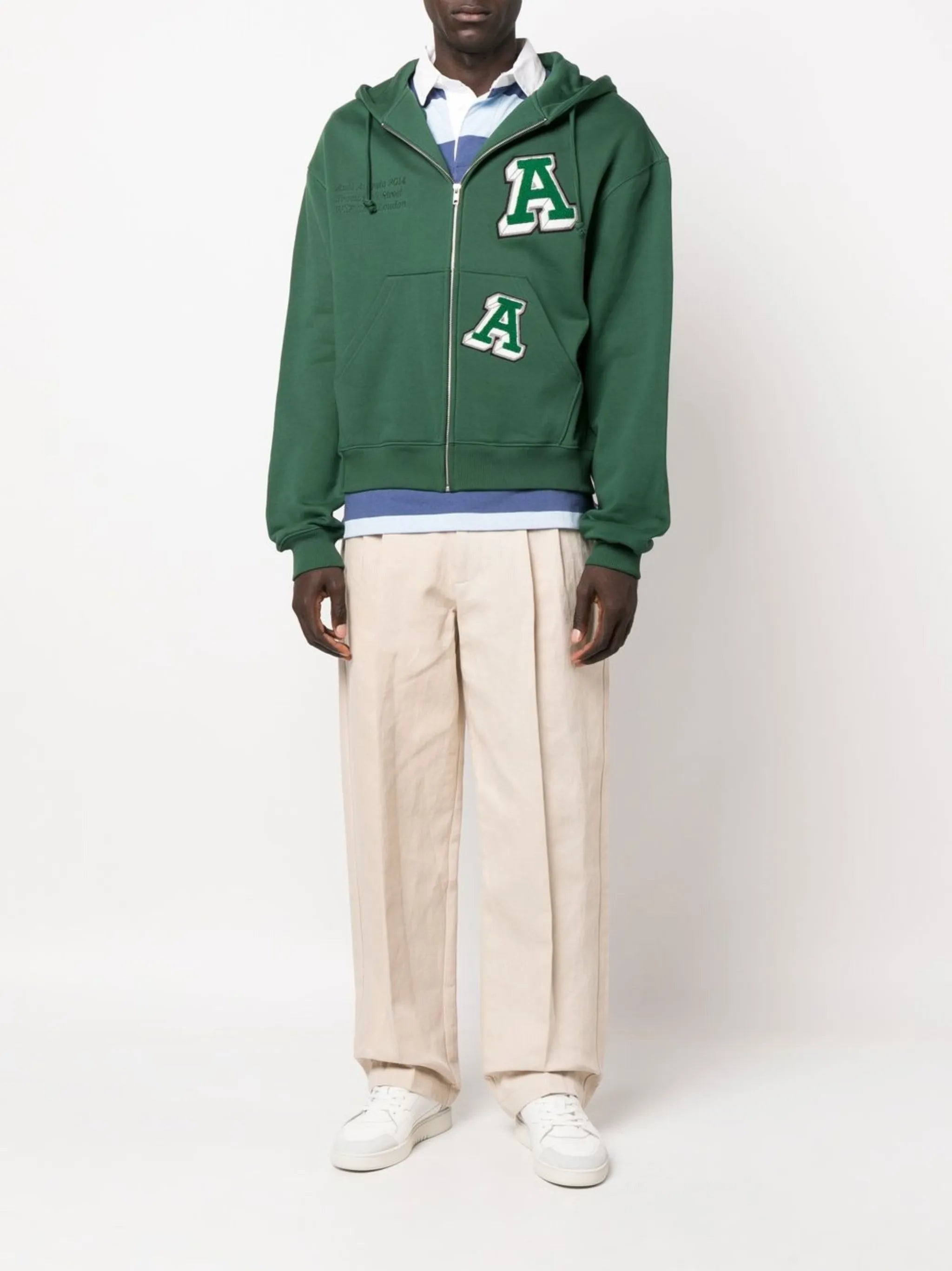 logo-patch zip-up hoodie