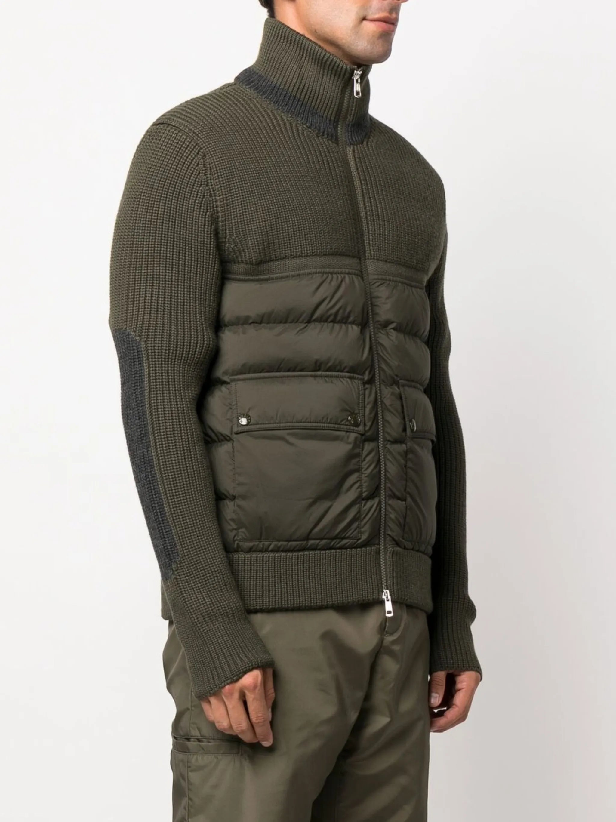 zip-up padded cardigan