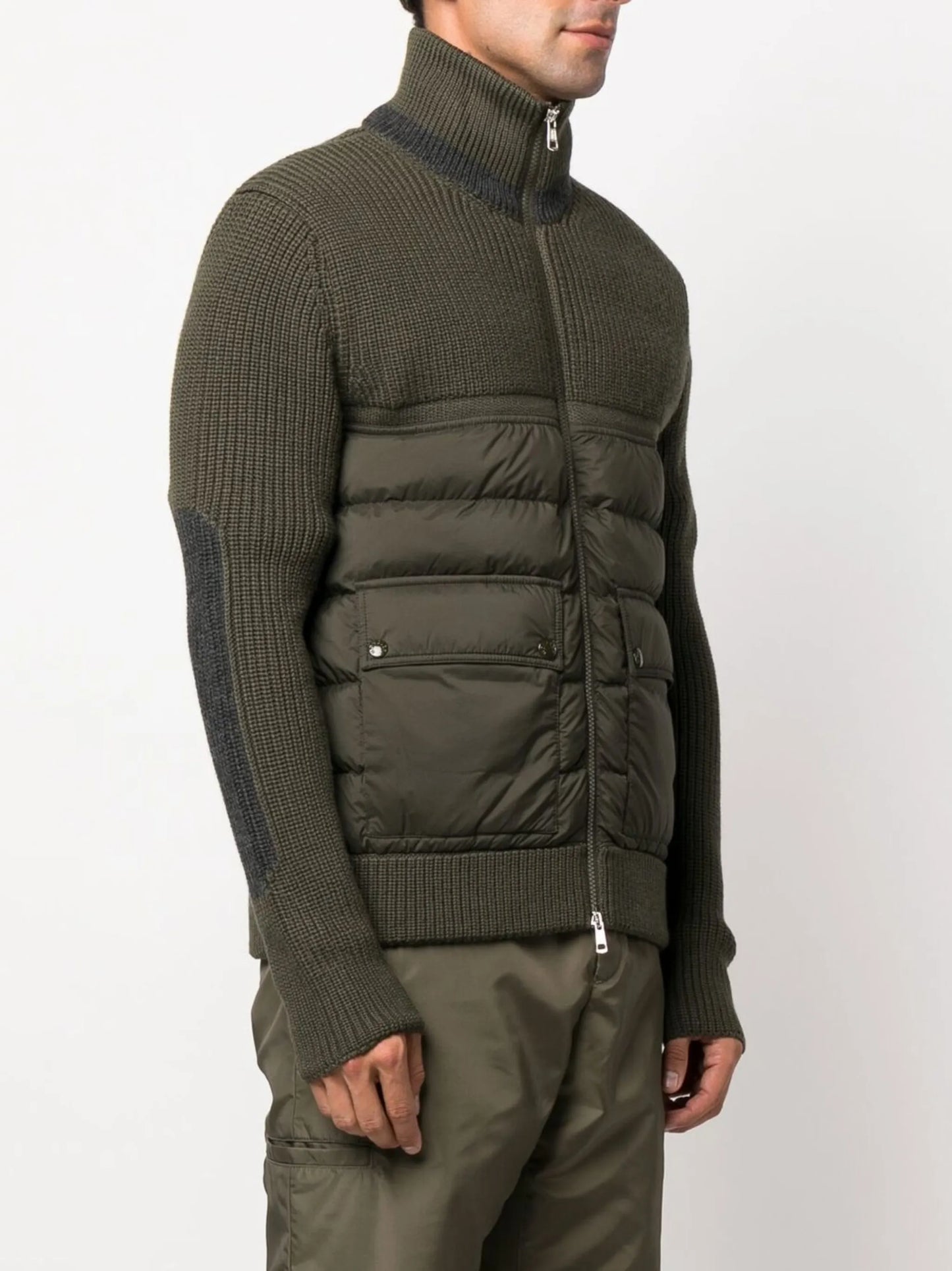 zip-up padded cardigan