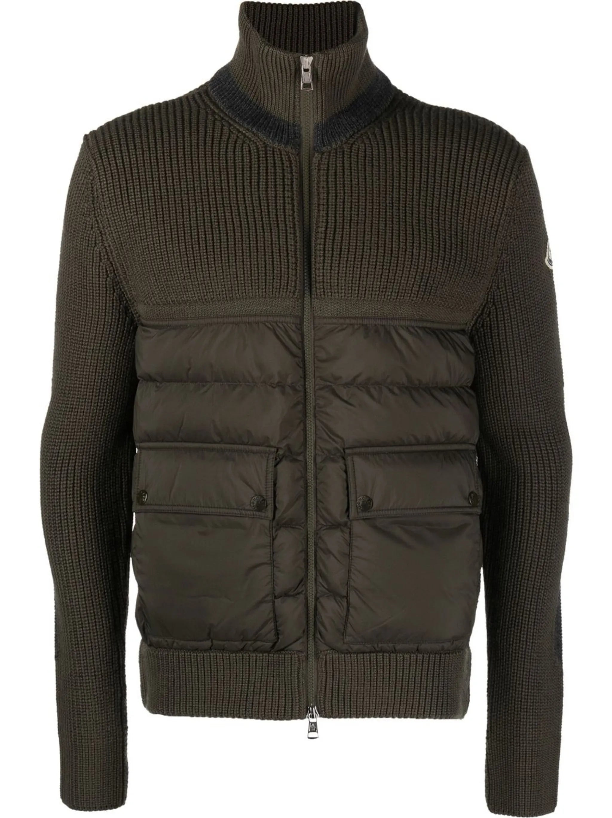 zip-up padded cardigan