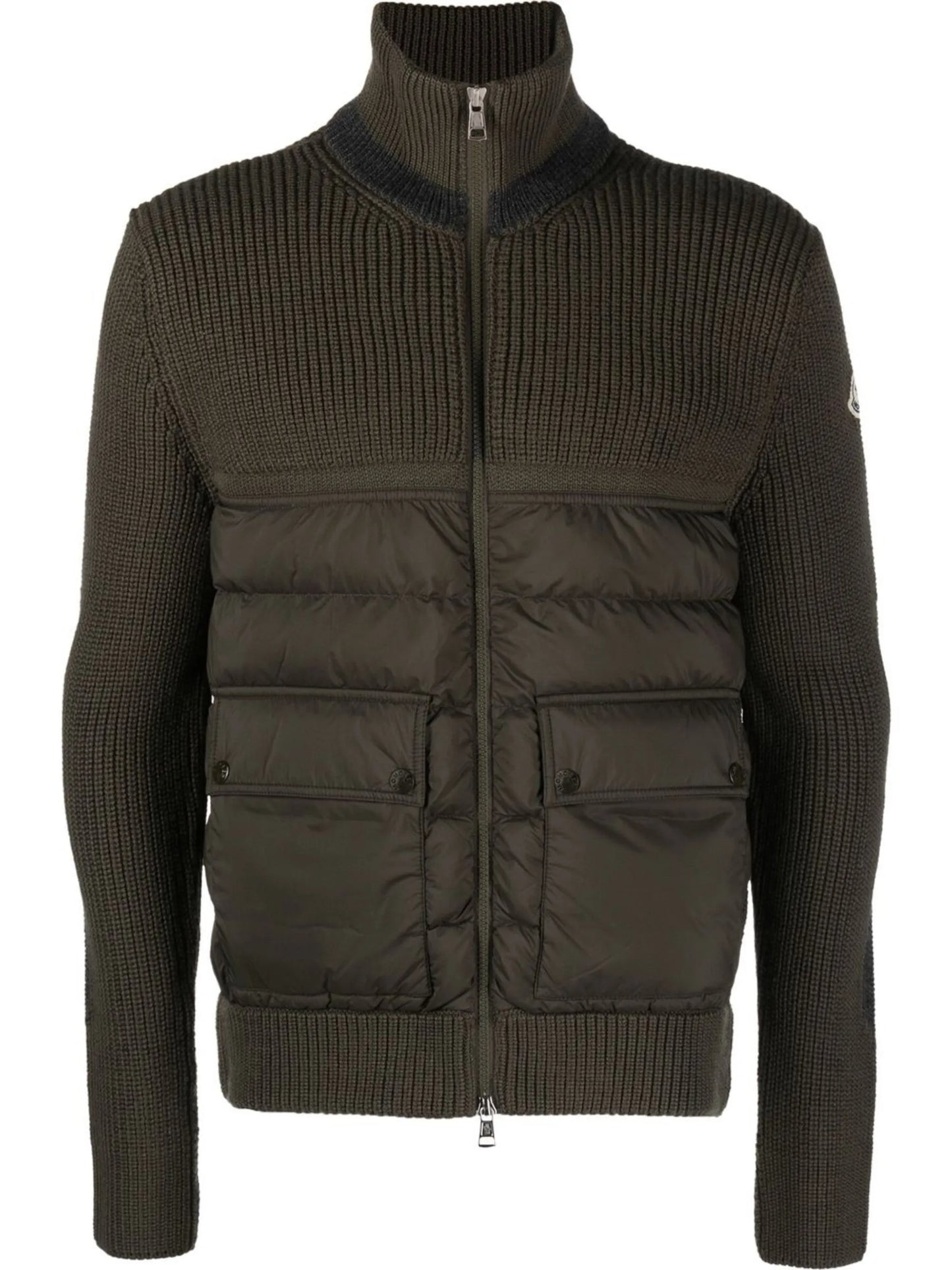 zip-up padded cardigan
