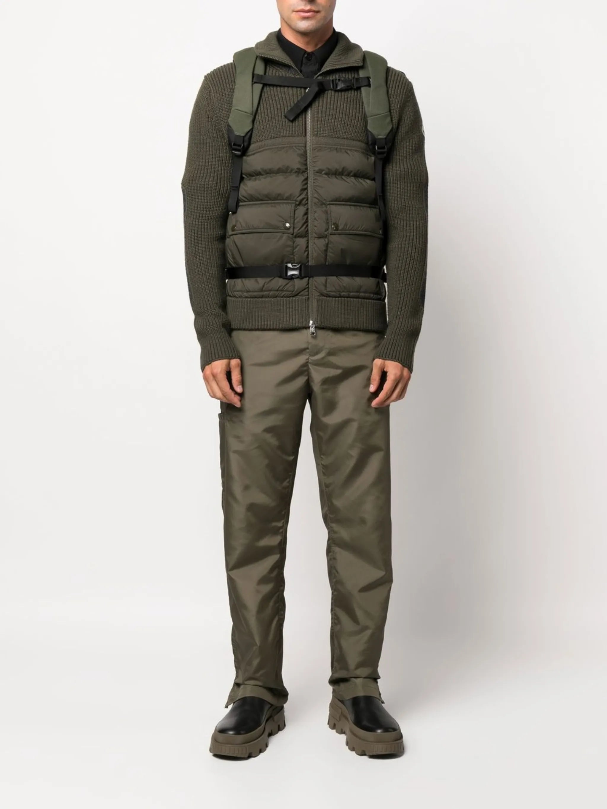 zip-up padded cardigan