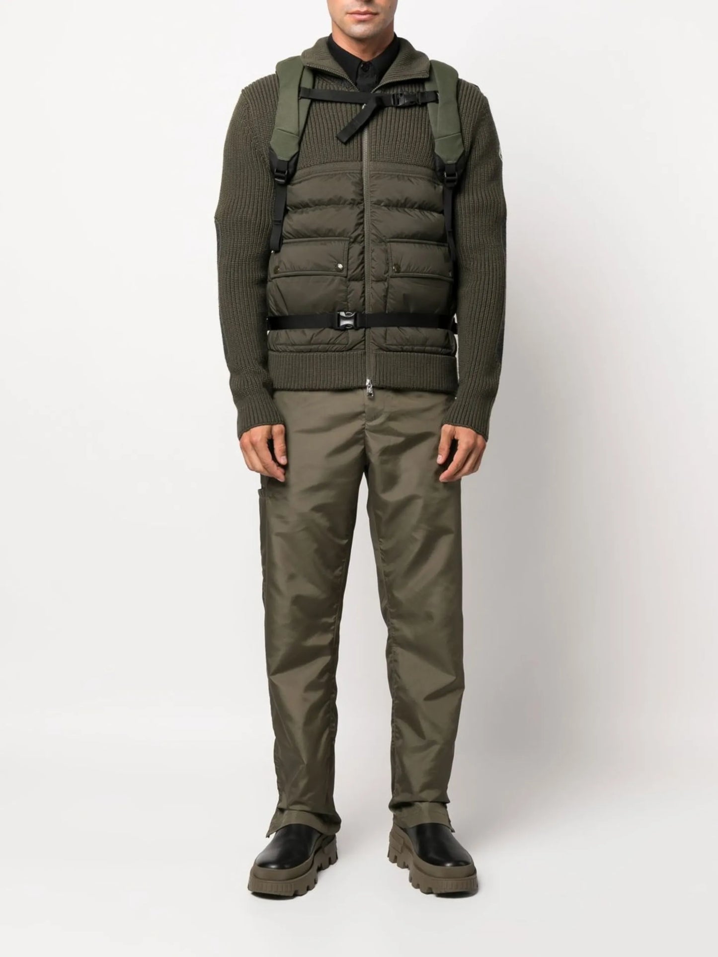 zip-up padded cardigan