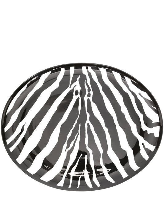 zebra-print oval serving plate