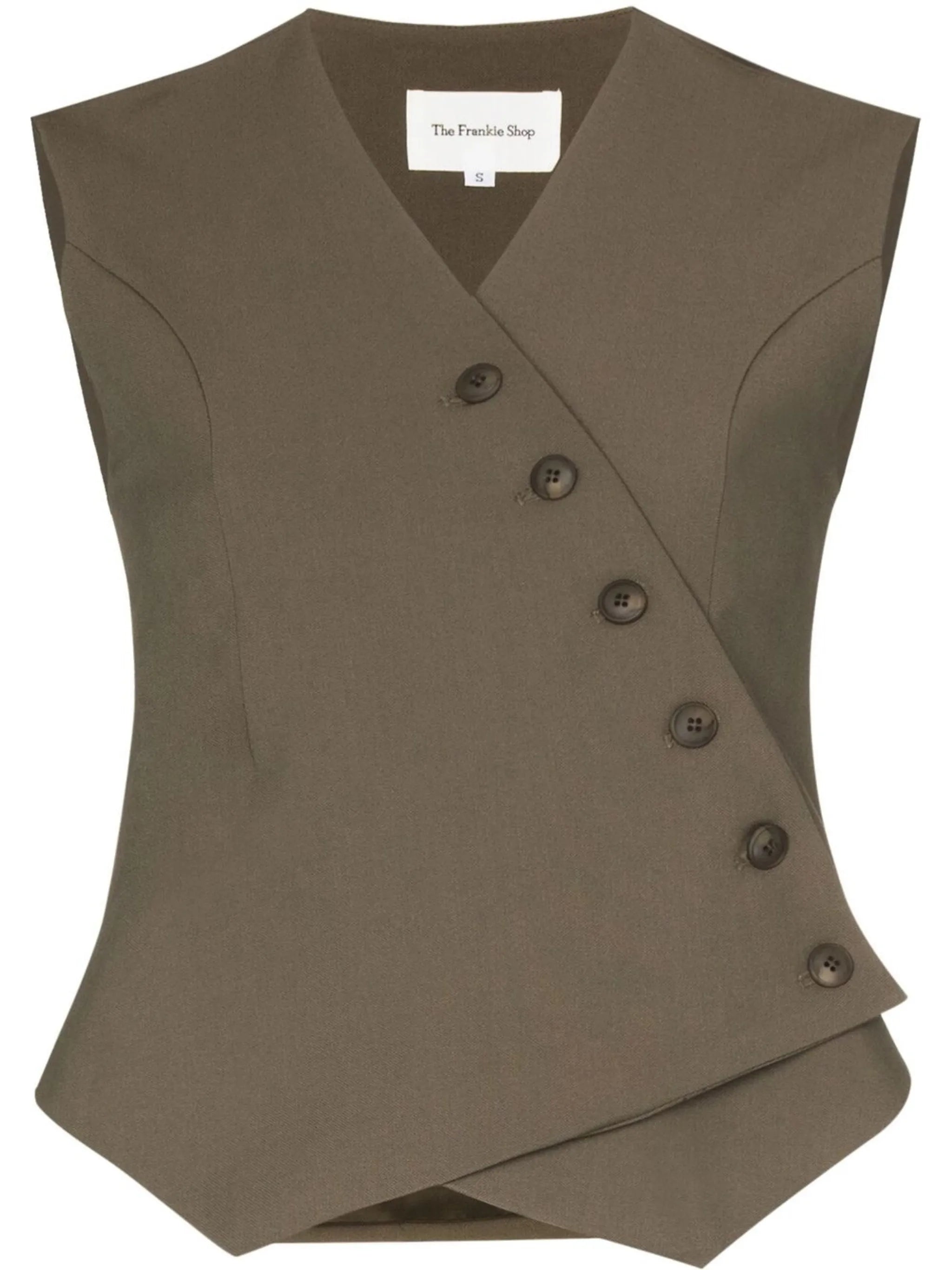 sleeveless button-fastening top