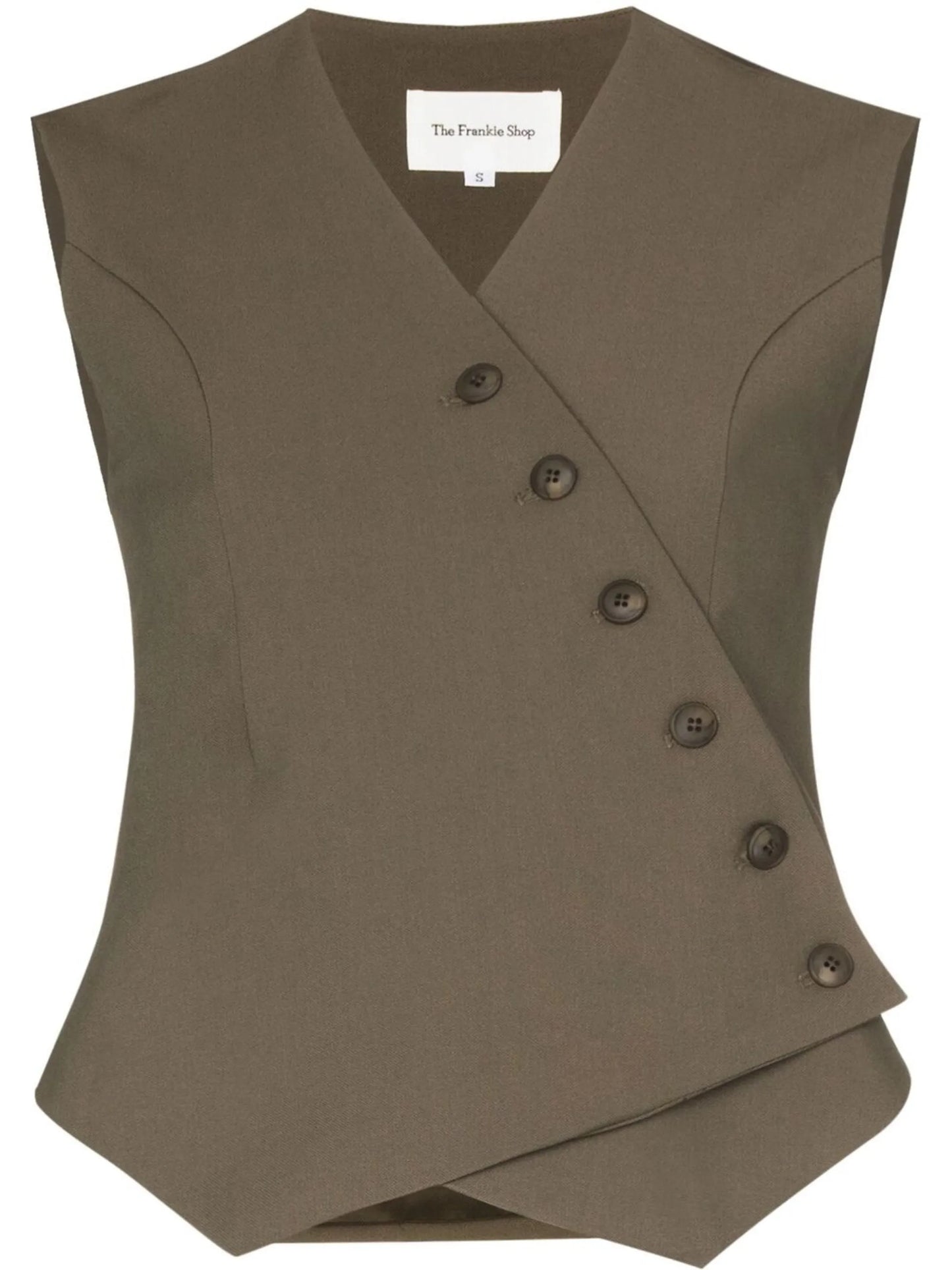 sleeveless button-fastening top