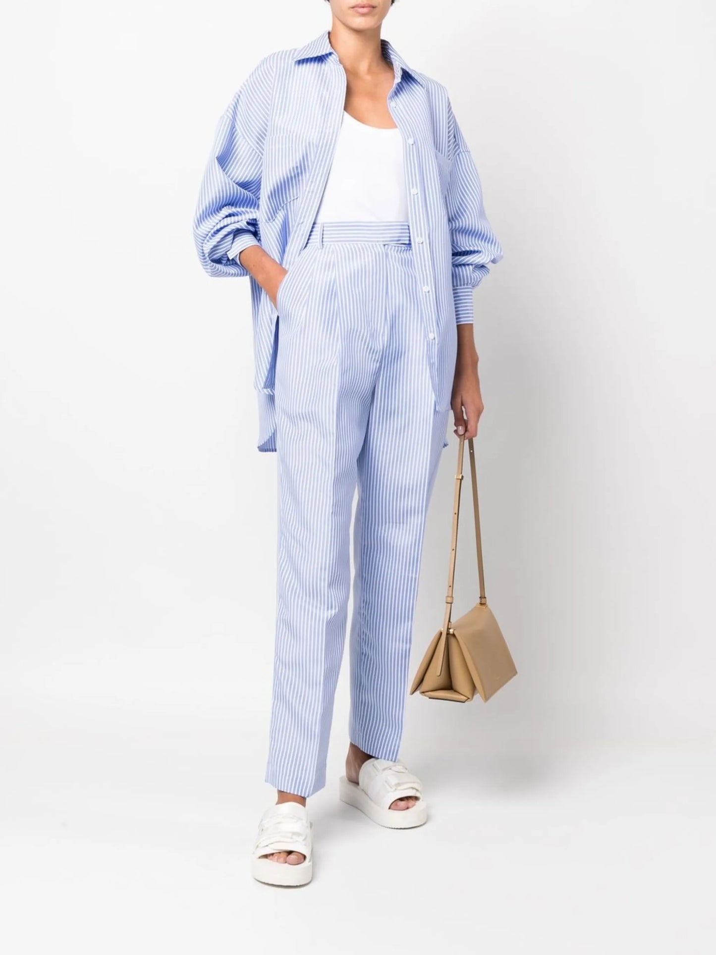 Bea pinstripe straight-leg trousers