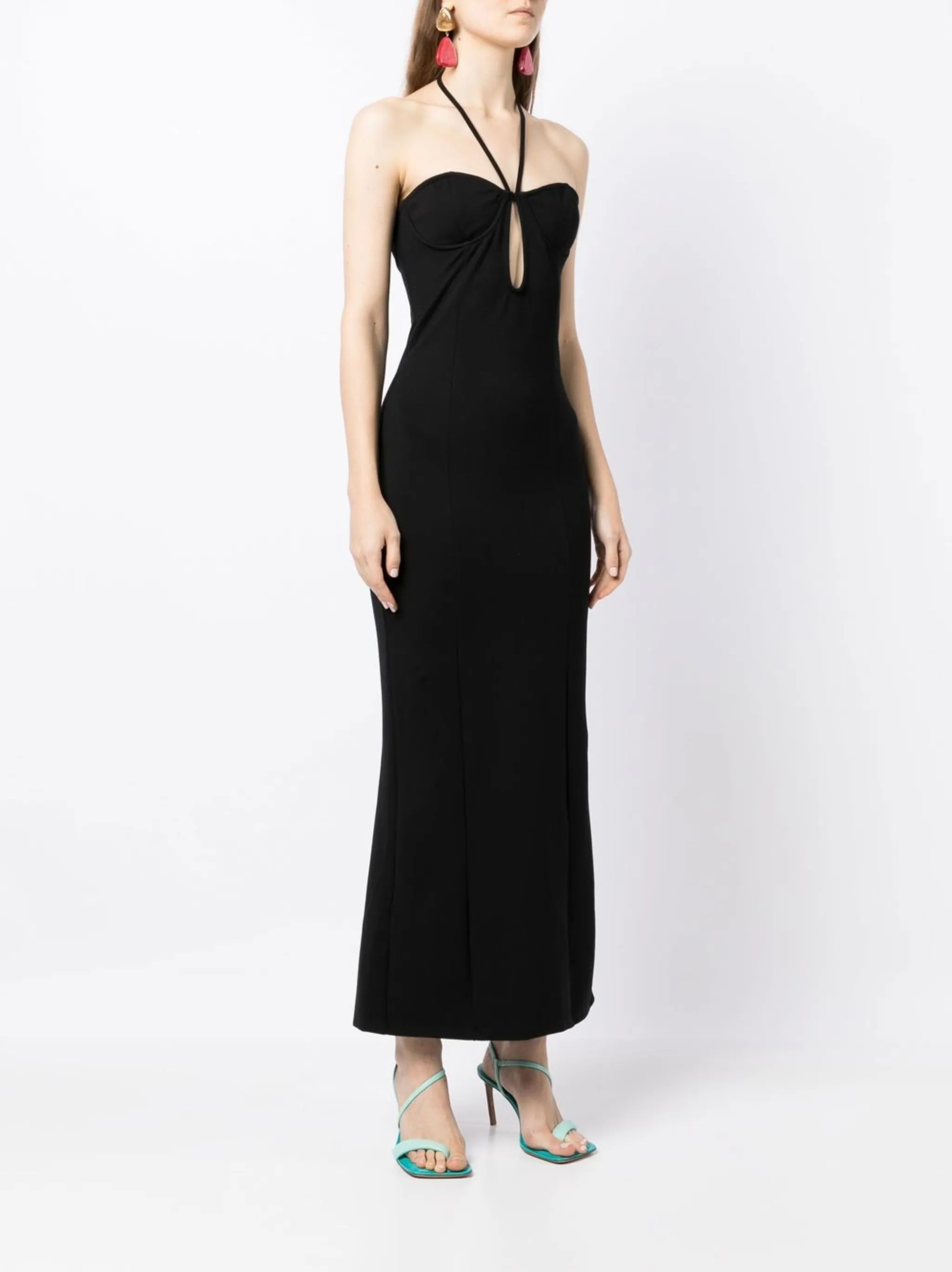 halterneck cutout-detail dress