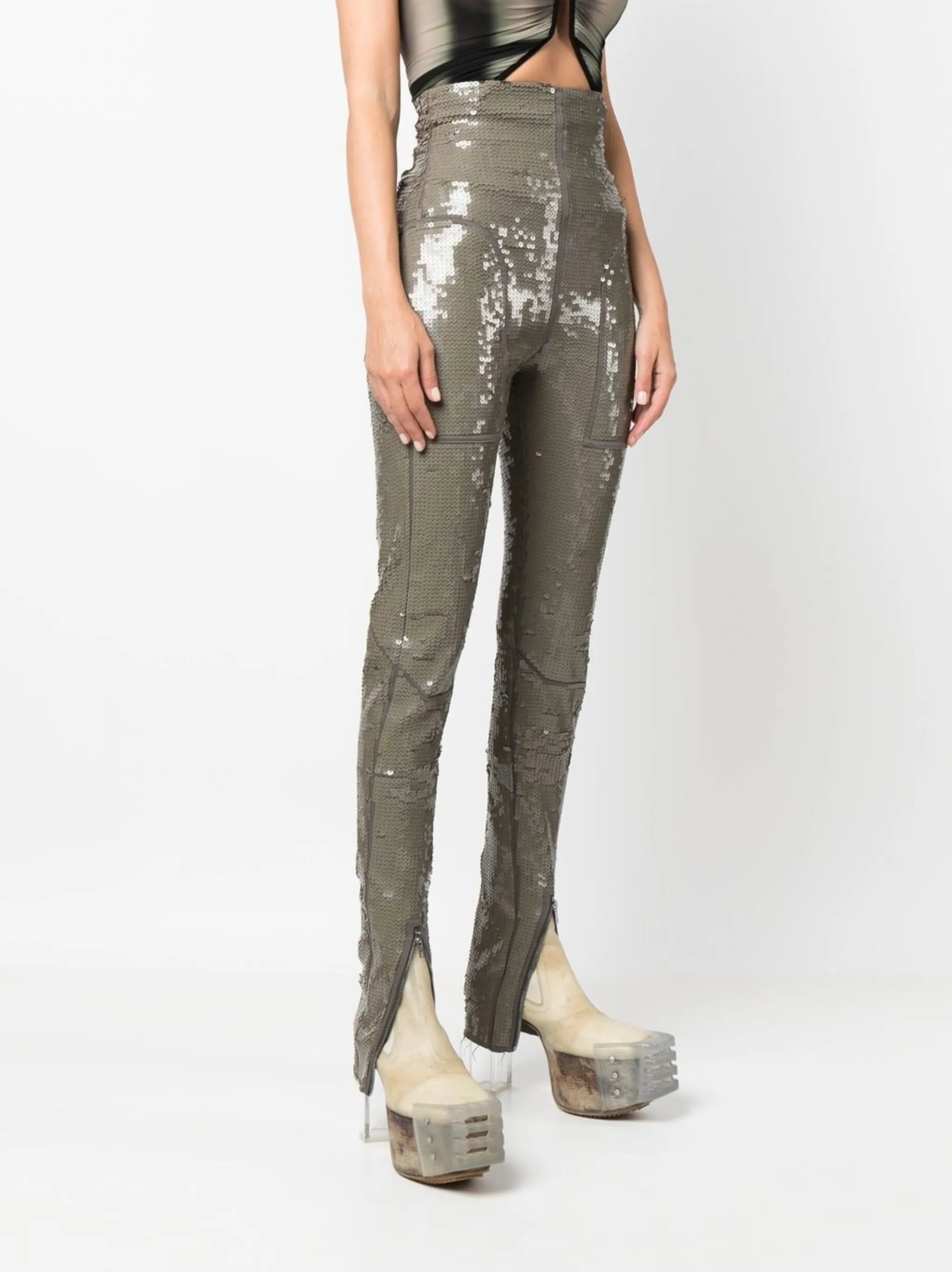 sequin-embellished skinny-cut leggings