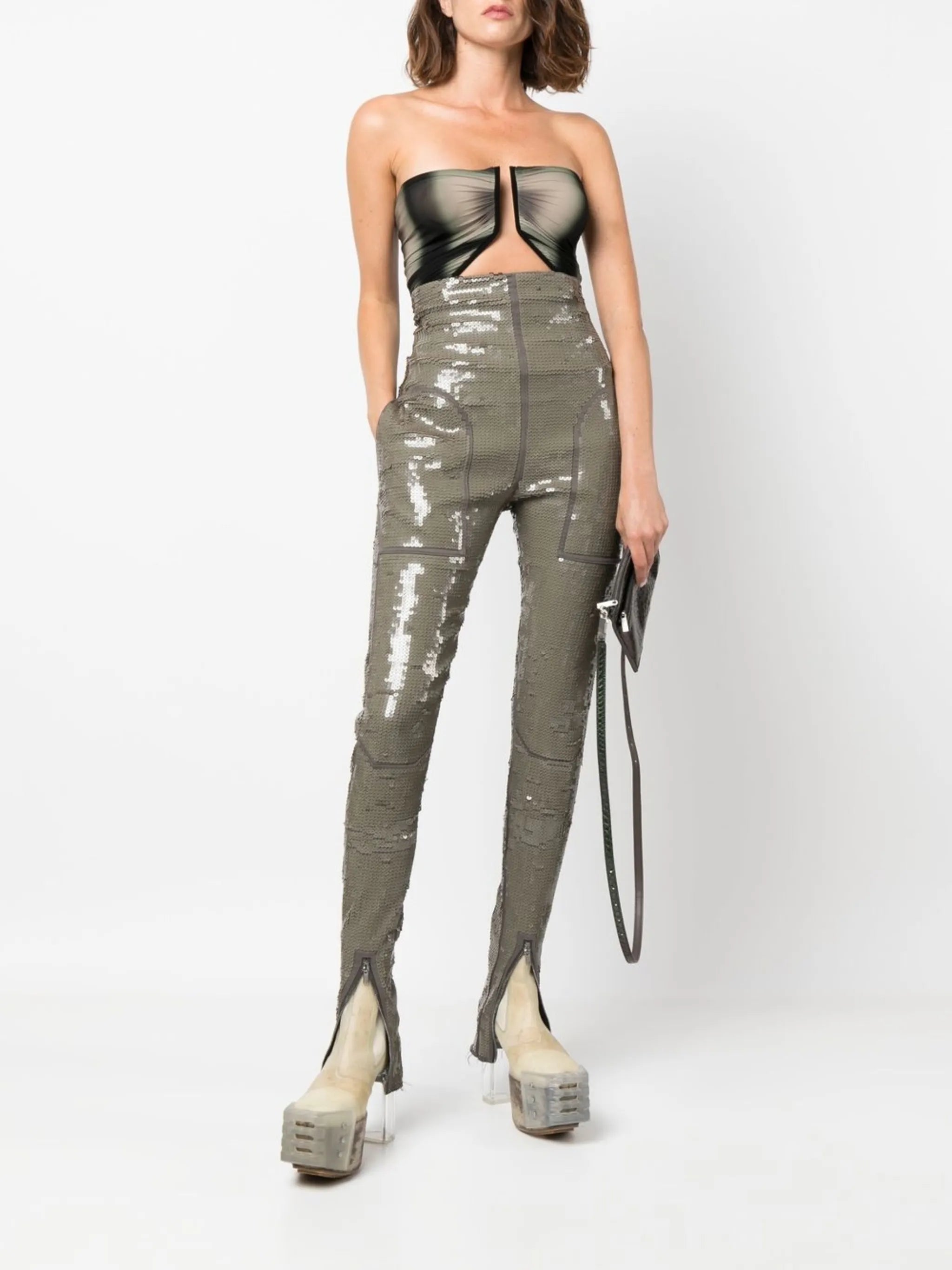 sequin-embellished skinny-cut leggings