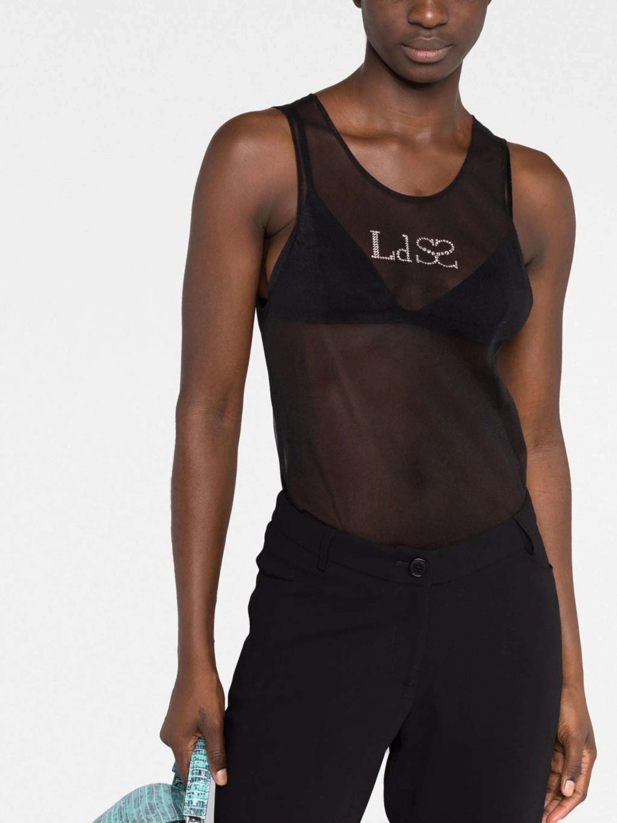 logo-print sleeveless top