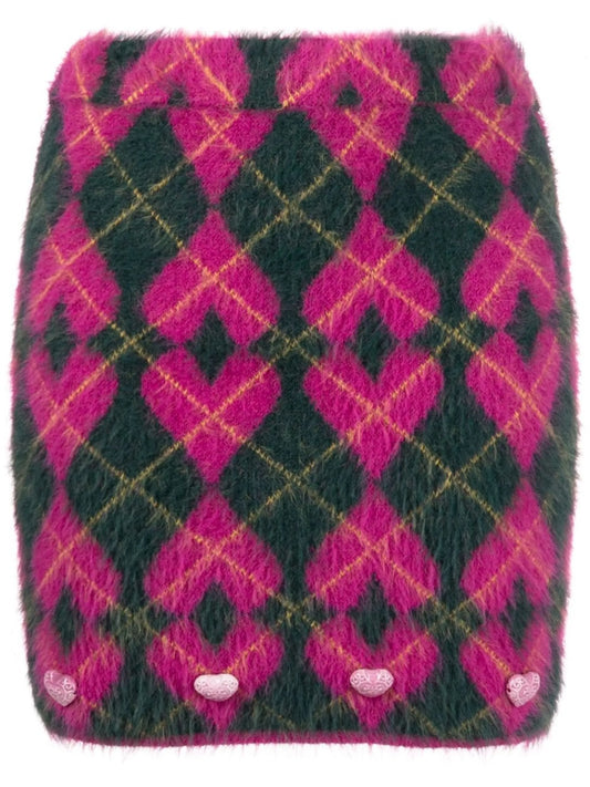 argyle intarsia knit skirt