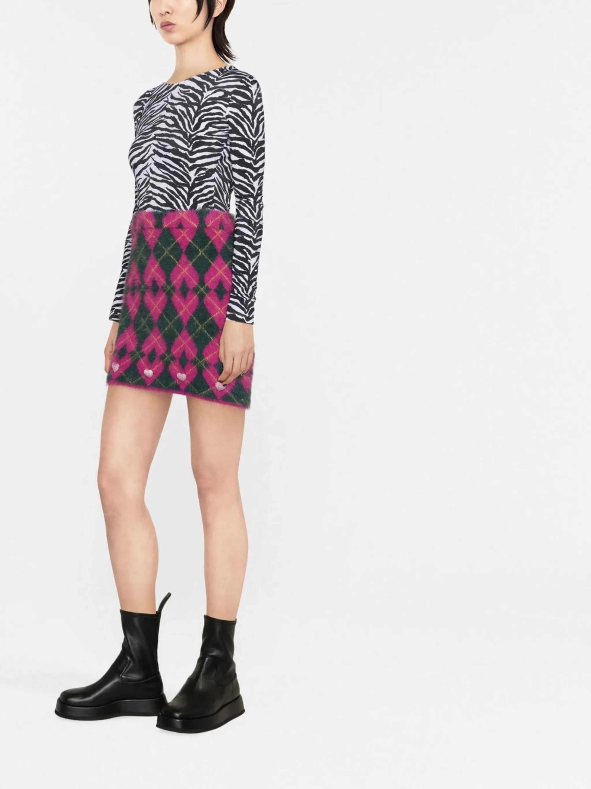 argyle intarsia knit skirt